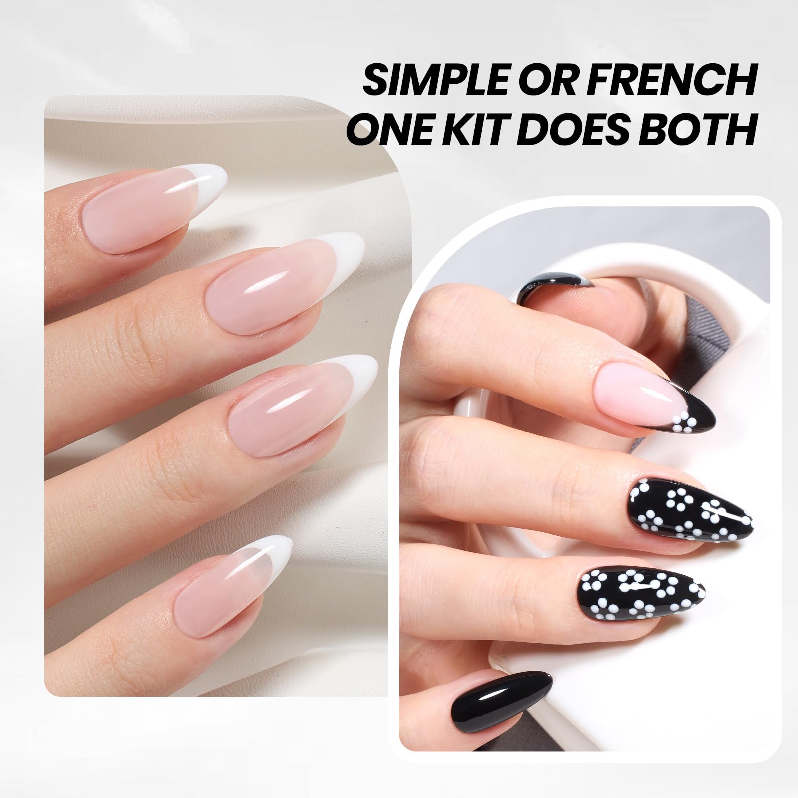 White Smoke Beetles Black White Gel Polish Set - 2 Pcs 15ml Full Size Black And White Colors Polish French Nails Soak Off Led Nails Art Manicure Salon Diy at Home
