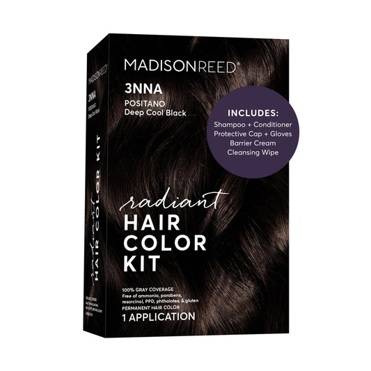 Black Madison Reed Radiant Hair Color Kit - 3NNA Cool Black-Brown with Ash Undertones (Positano Black), Dimensional Gray Hair Blending Permanent Hair Dye, PPD-Free & Ammonia-Free, 1 Pack