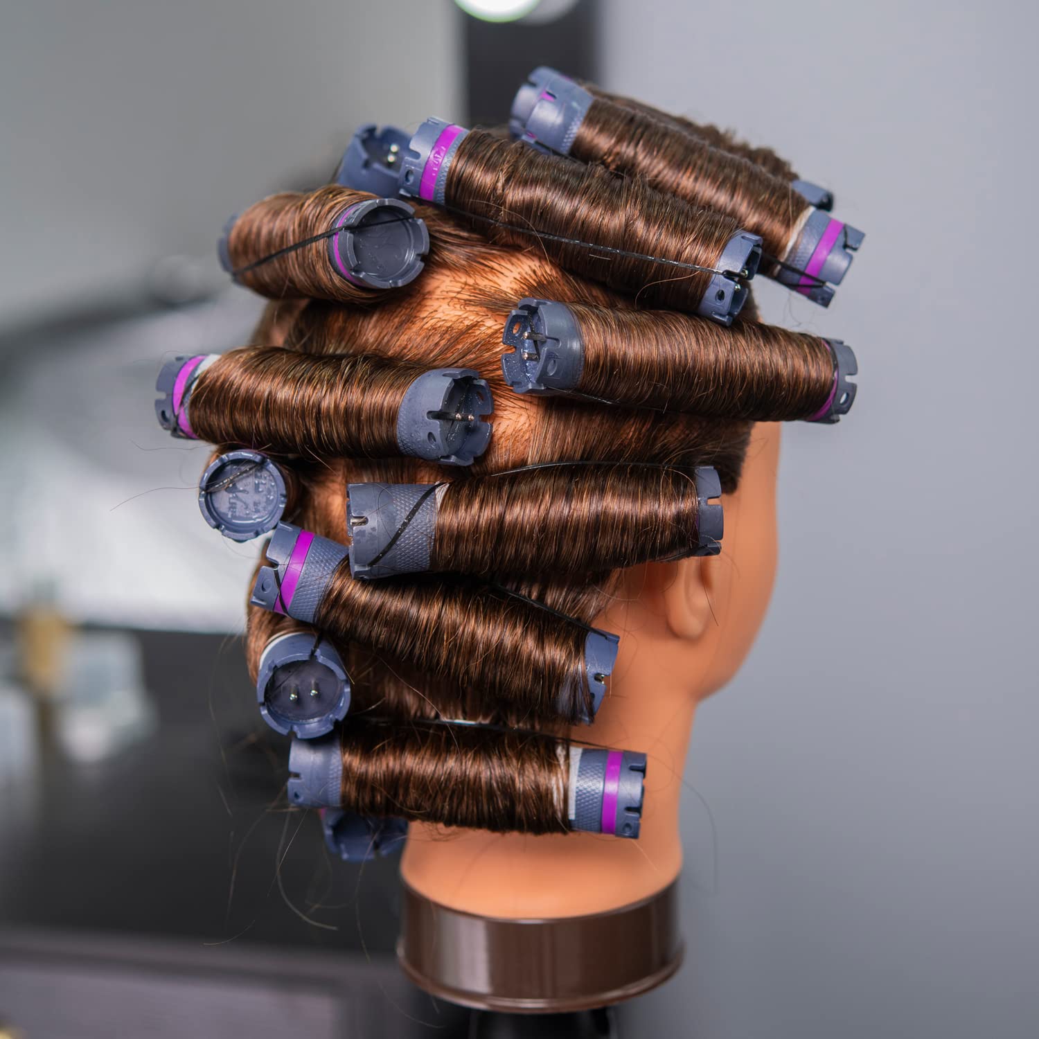 Dark Gray Traininghead 20-22" Female 100% Human Hair Mannequin Head Hair Styling Training Head Cosmetology Manikin Head Doll Head for Hairdresser with Free Clamp (Brown)
