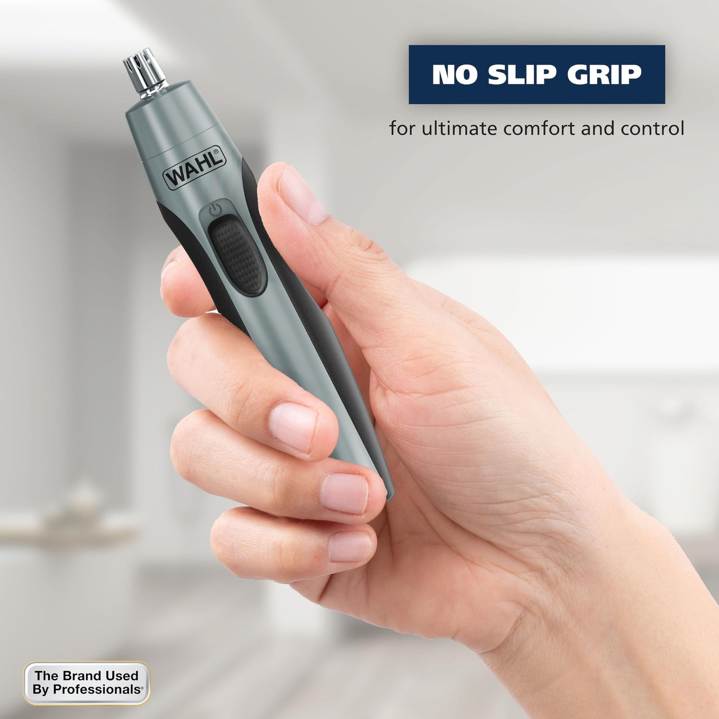 Gray Wahl Clipper Battery Operated, Precision Ear and Nose Hair Trimmer for Men, Hygienic Nose Trimmer with Rinseable Blade for Easy Cleaning, Perfect for Travel – Model 3026462
