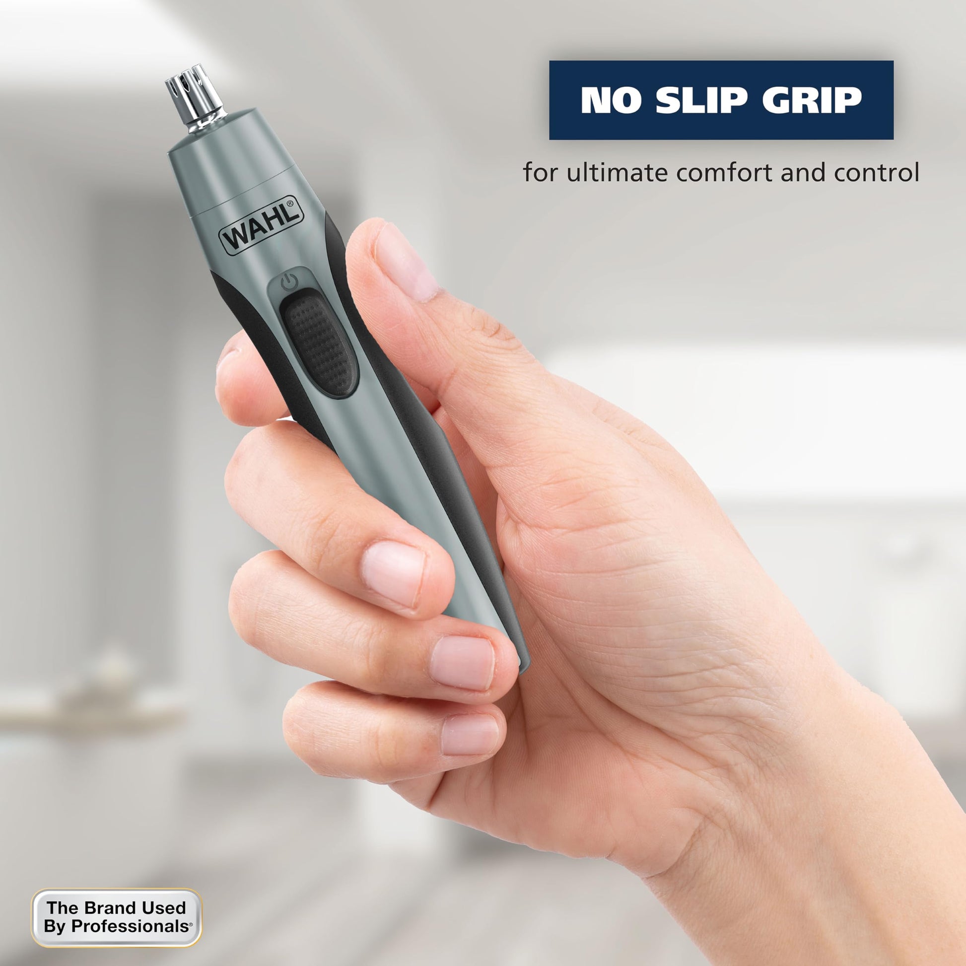 Gray Wahl Clipper Battery Operated, Precision Ear and Nose Hair Trimmer for Men, Hygienic Nose Trimmer with Rinseable Blade for Easy Cleaning, Perfect for Travel – Model 3026462