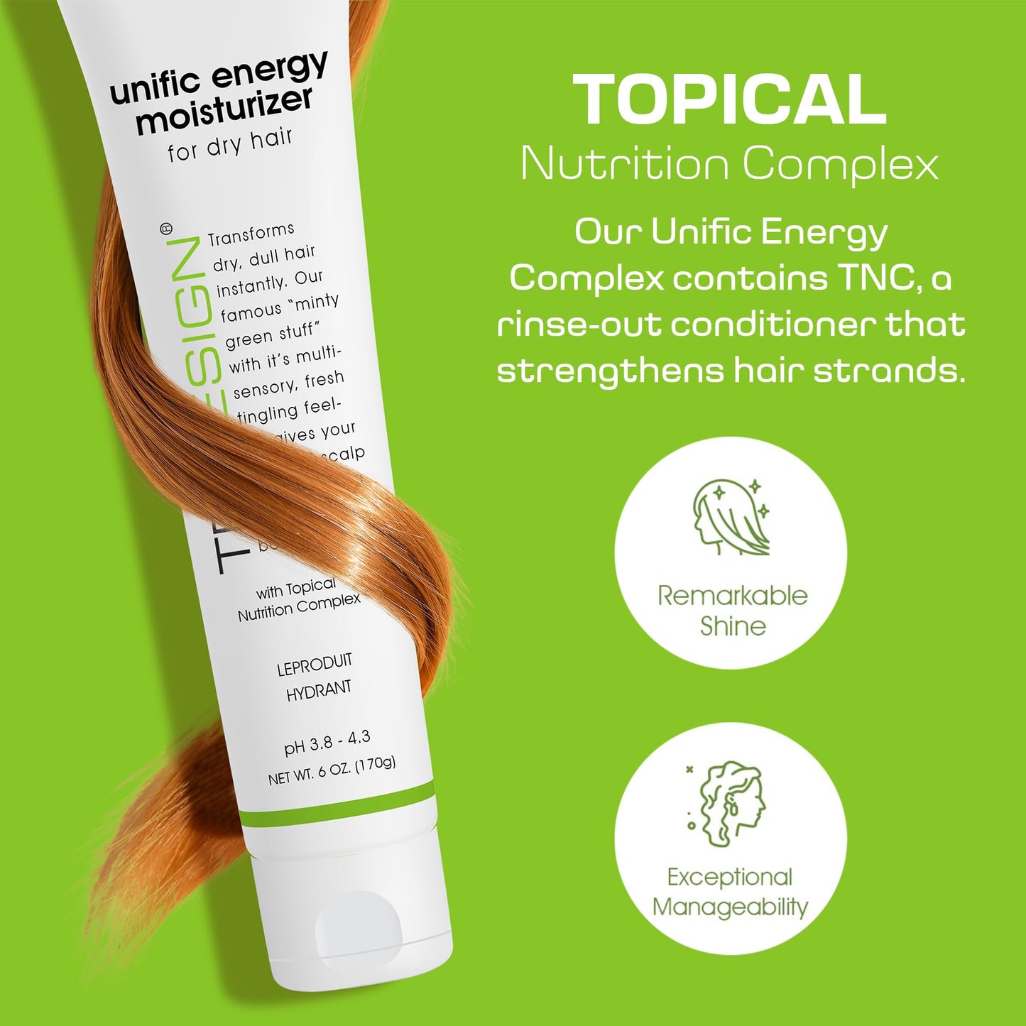 Yellow Green TRIDESIGN Unific Energy Moisturizer Conditioner – Leave In Conditioner for Curly Hair, Anti Frizz Hair Serum & Deep Conditioner for Dry, Damaged Hair – Frizz Control & Hair Care Solution – 6 oz Tube