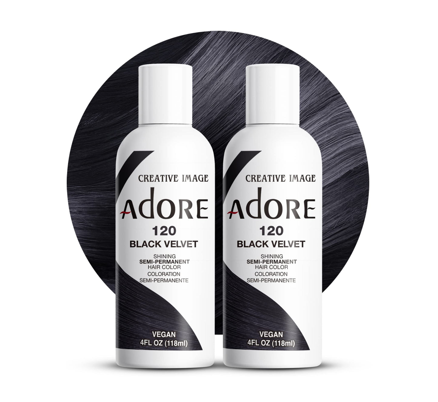 White Smoke Adore Semi Permanent Hair Color (120 Black Velvet) (2 Pack) | Vegan & Cruelty-Free Black Hair Dye | No Ammonia, No Peroxide, No Alcohol | 4 Fl Oz