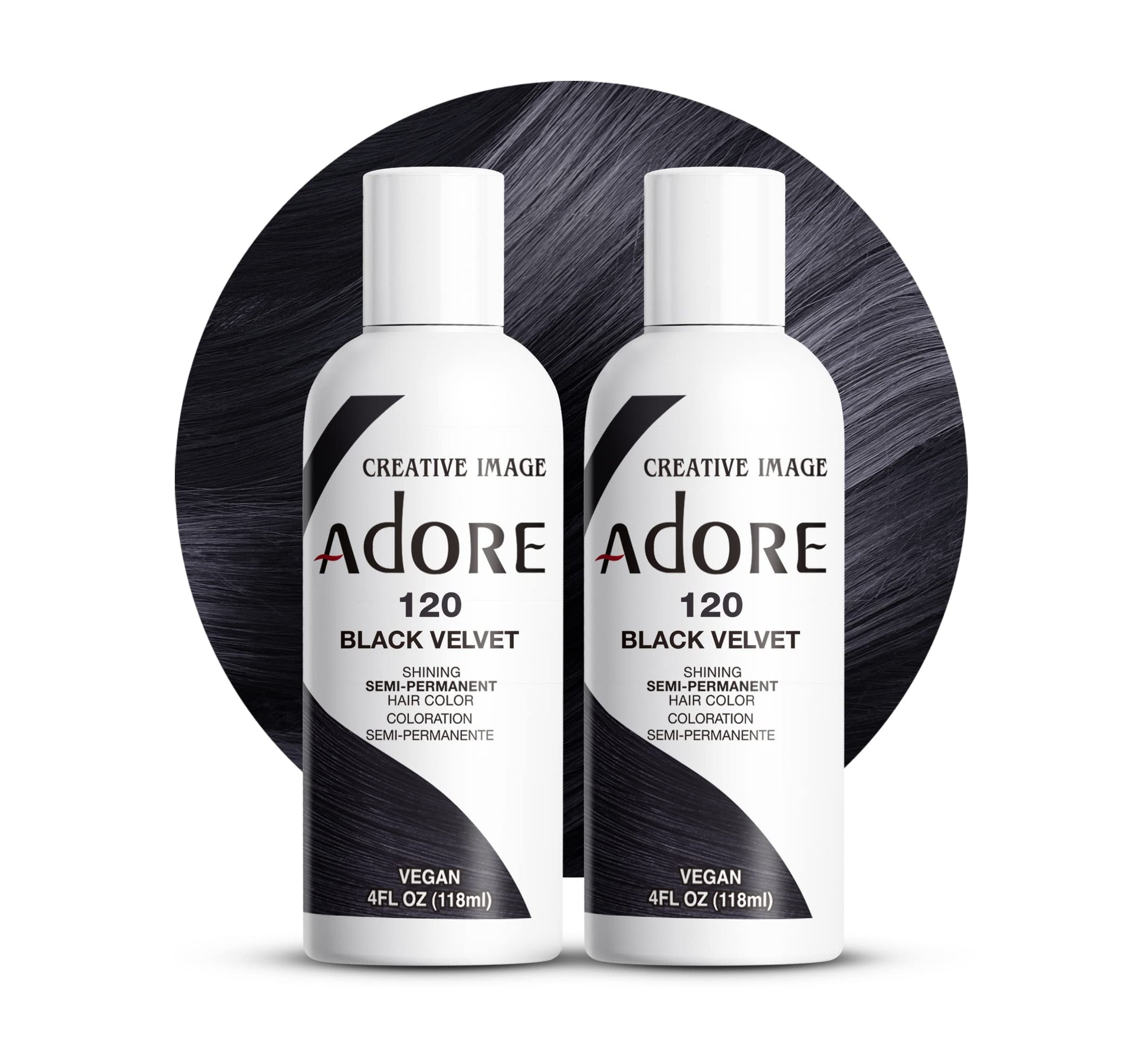 White Smoke Adore Semi Permanent Hair Color (120 Black Velvet) (2 Pack) | Vegan & Cruelty-Free Black Hair Dye | No Ammonia, No Peroxide, No Alcohol | 4 Fl Oz