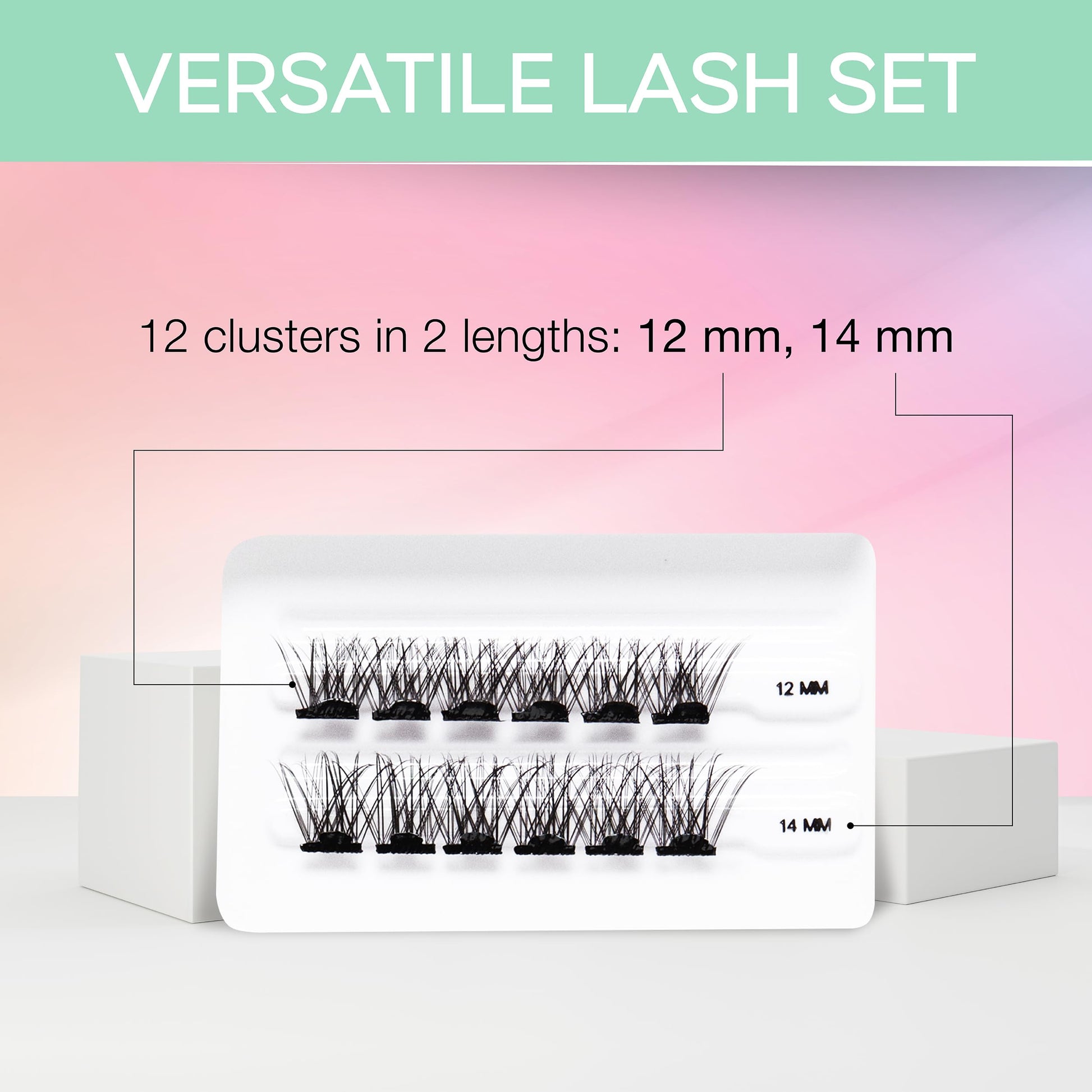 Lavender Ardell Press On Pre-Glued Eyelash Extension - Wispies Volume, Customizable DIY Lash Clusters, All-Day Wear, 12mm and 14mm Individual Lashes, 12 Count