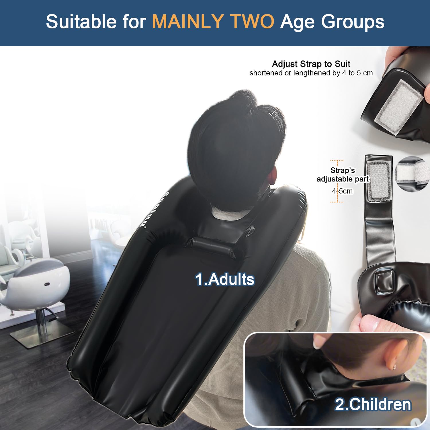 White Smoke Goping Hair Washing Basin for Bedridden Inflatable Hair Washing Sink for Wheelchair Portable Shampoo Bowls at Home for Handicapped