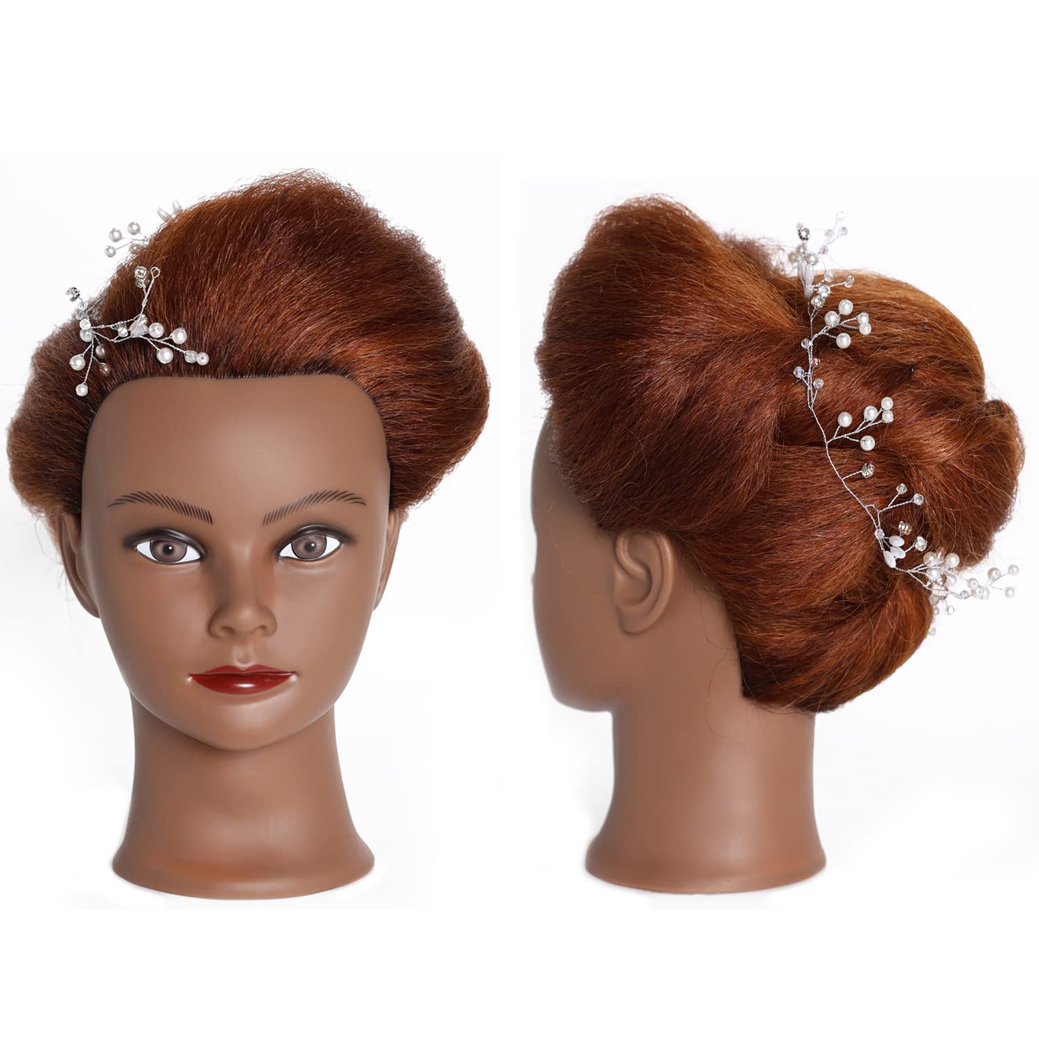 White Smoke Traininghead 100% Real Hair Mannequin Head Training Head Cosmetology Doll Head Manikin Practice Head Hairdresser With Free Clamp Holder Female