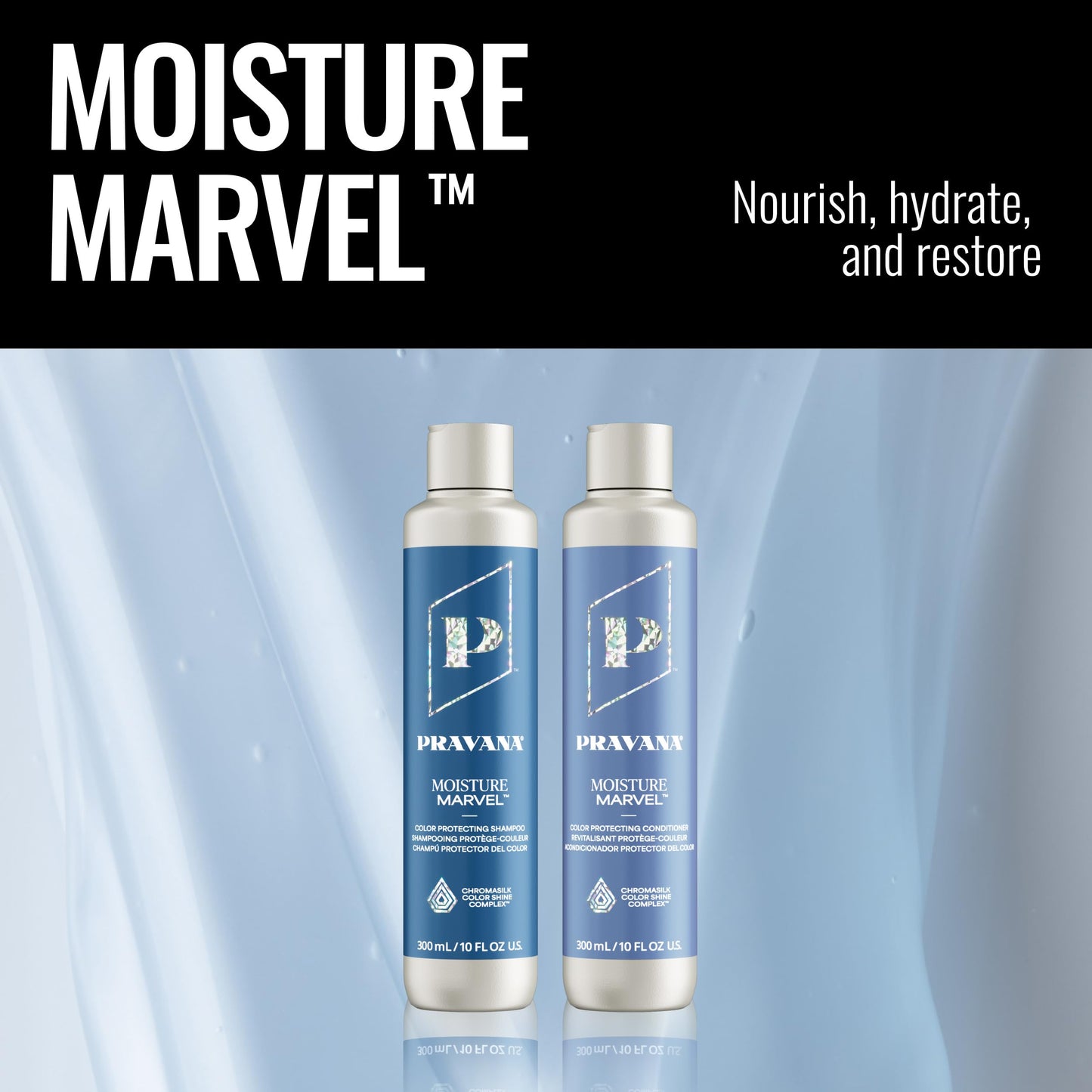 Black PRAVANA Moisture Marvel Conditioner | Hydrates, Moisturizes, Nourishes | For Dry, Color Treated Hair | Chromasilk Enhances Shine & Protection | Vegan, Cruelty-Free | Paraben & Sulfate Free | 1.7 Fl Oz