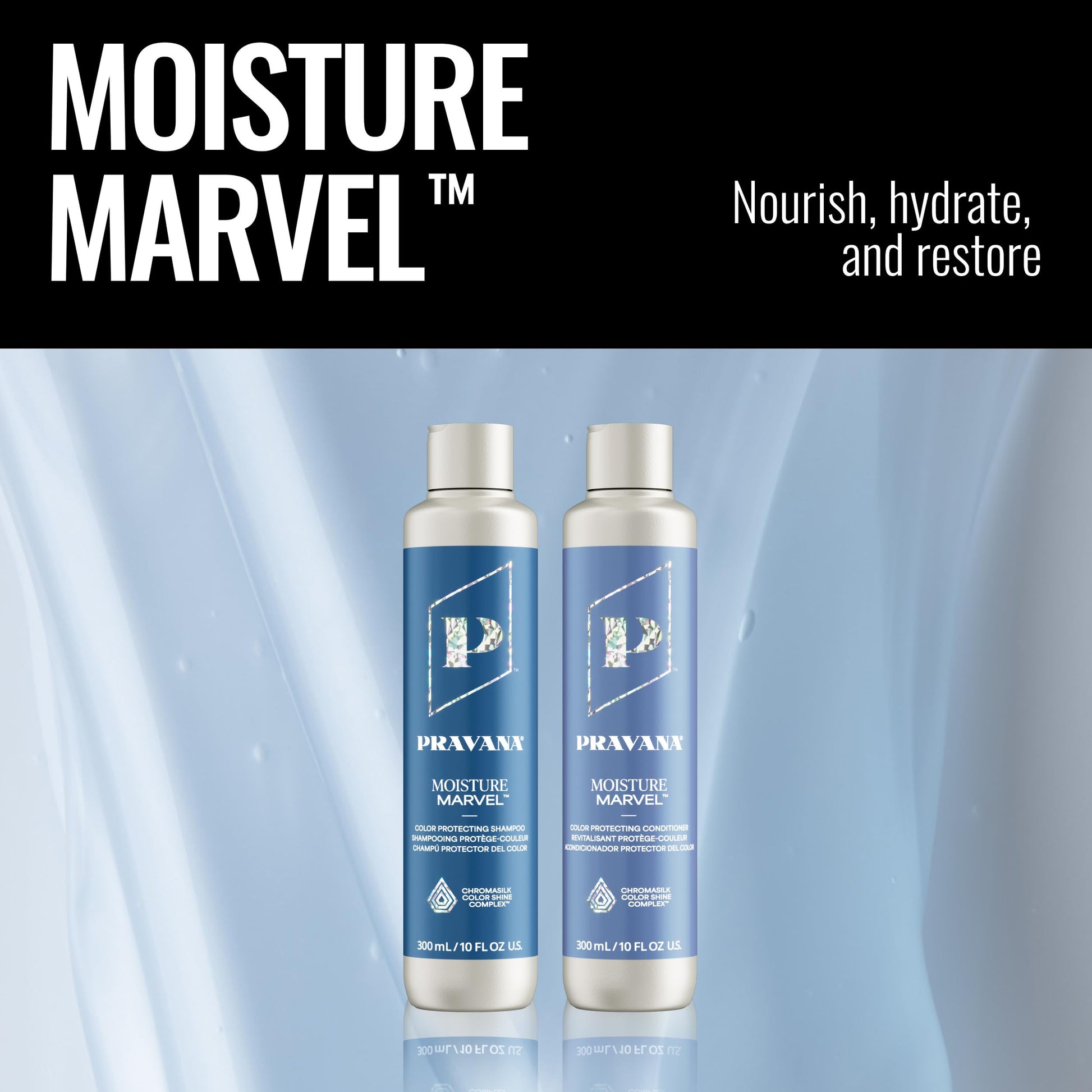 Black PRAVANA Moisture Marvel Conditioner | Hydrates, Moisturizes, Nourishes | For Dry, Color Treated Hair | Chromasilk Enhances Shine & Protection | Vegan, Cruelty-Free | Paraben & Sulfate Free | 1.7 Fl Oz