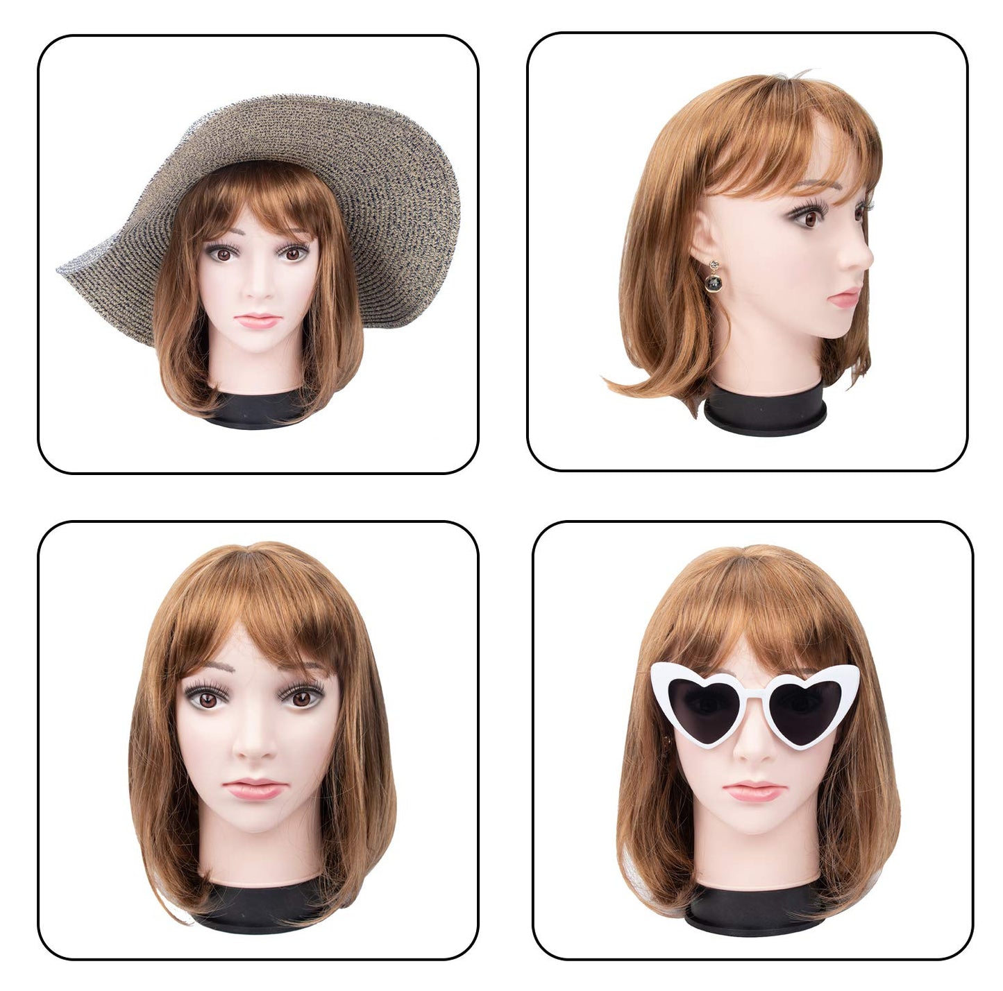 White Smoke BHD BEAUTY Bald Mannequin Head Beige Female Professional Cosmetology for Wig Making, Display wigs, eyeglasses, hairs with T pins 22"