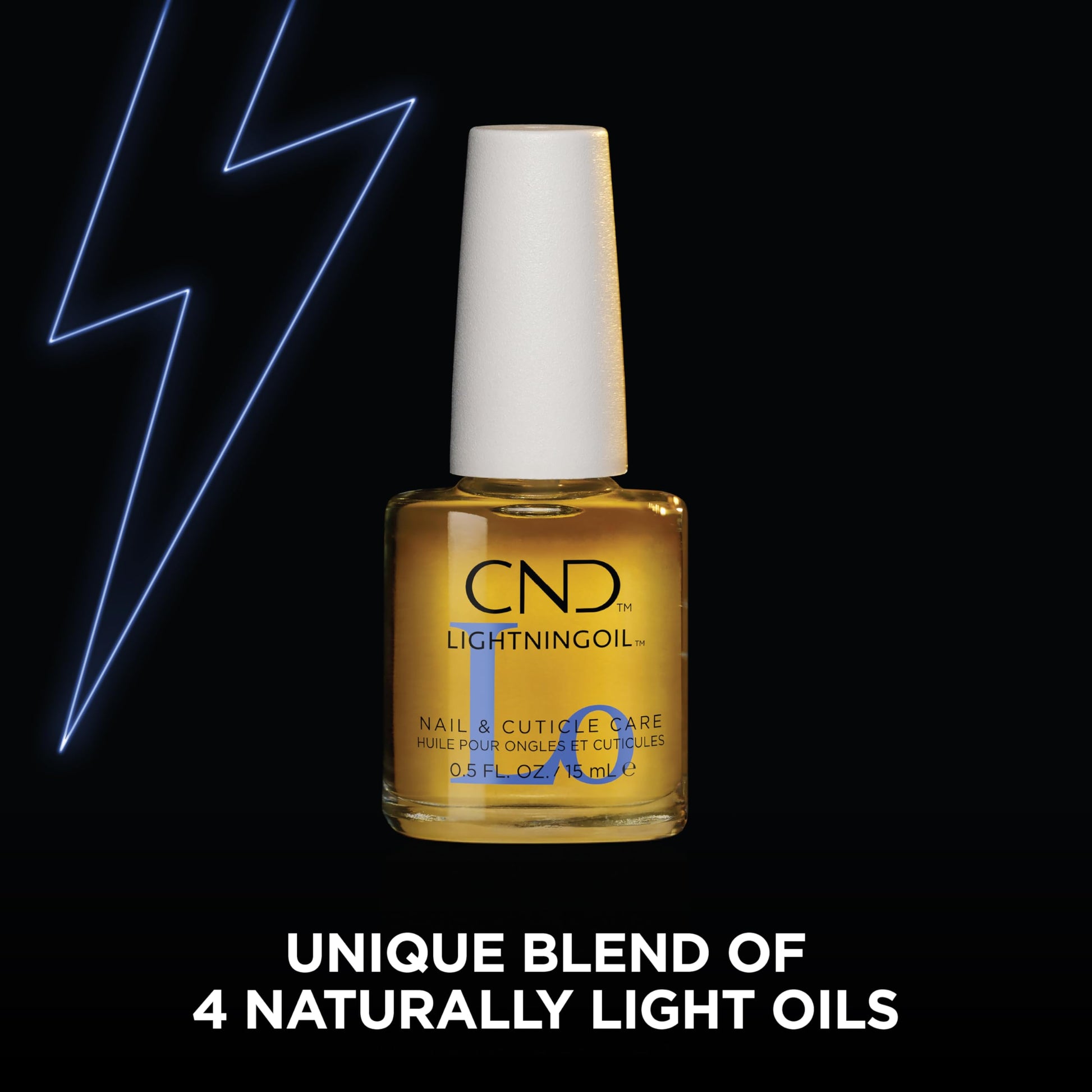 Black CND LIGHTNINGOIL, Lightning-fast absorption & hydration, nail & cuticle care, 0.5 fl oz