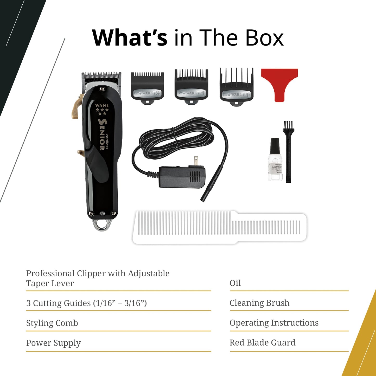White Smoke Wahl Professional 5 Star Cordless Senior Clipper, Precision Fade Blades, Metal Housing, 80-Minute Run Time
