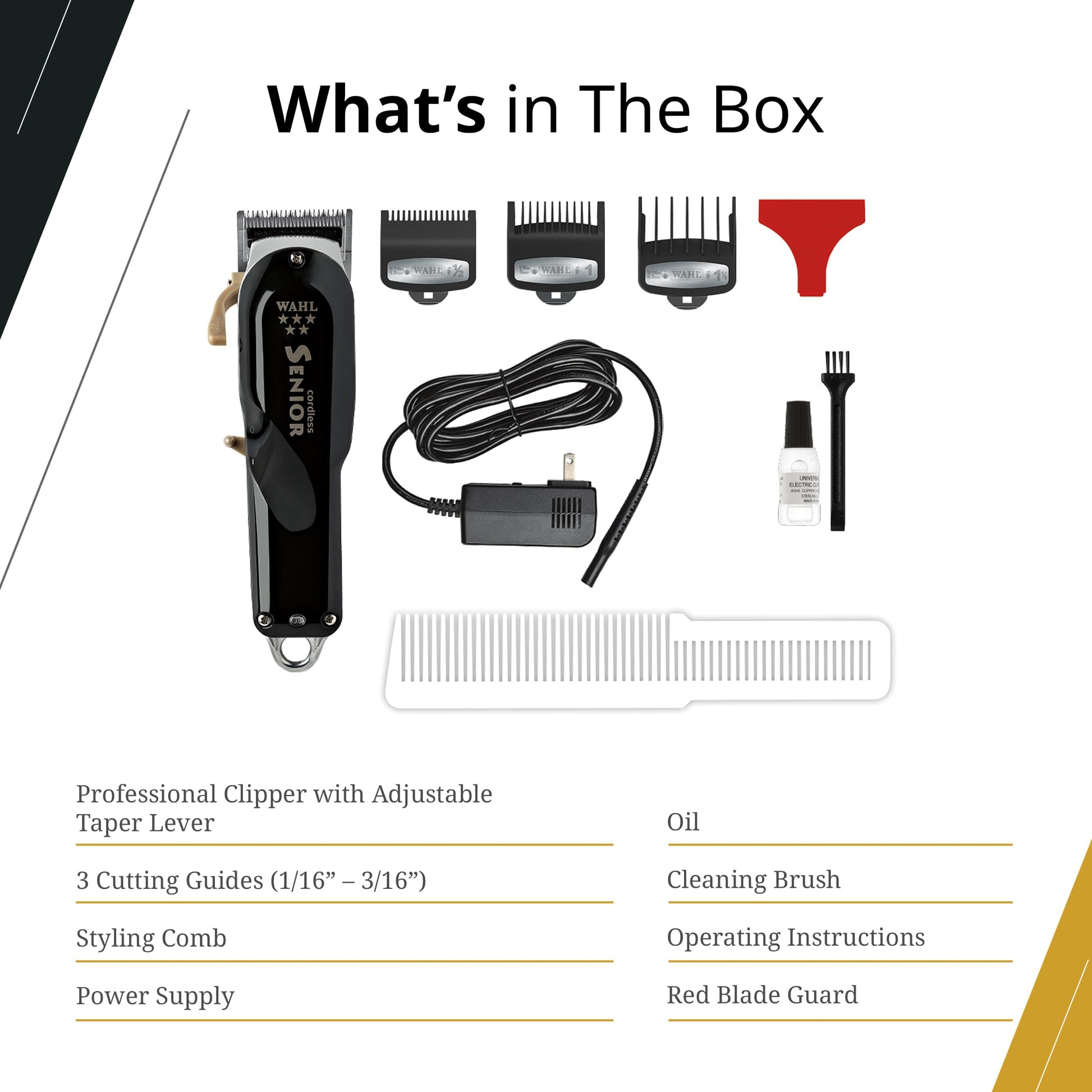 White Smoke Wahl Professional 5 Star Cordless Senior Clipper, Precision Fade Blades, Metal Housing, 80-Minute Run Time