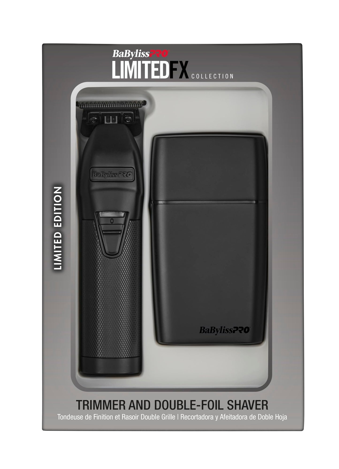 Dark Slate Gray BaBylissPRO LIMITEDFX Cord/Cordless Hair Trimmer and Double Foil Hair Shaver Prepack, High-Performance Lithium-Ion Batteries for Long-Lasting Cutting