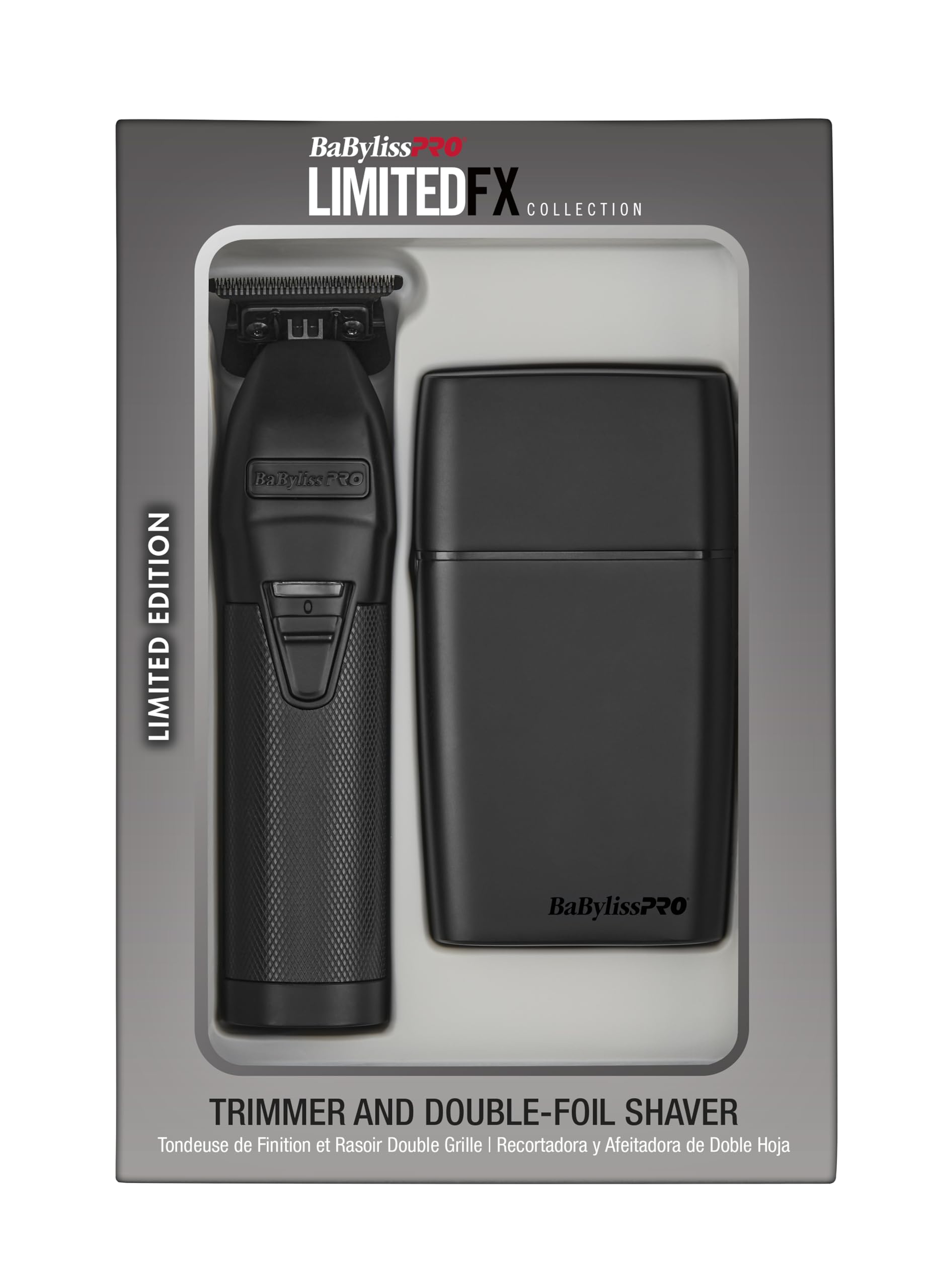 Dark Slate Gray BaBylissPRO LIMITEDFX Cord/Cordless Hair Trimmer and Double Foil Hair Shaver Prepack, High-Performance Lithium-Ion Batteries for Long-Lasting Cutting
