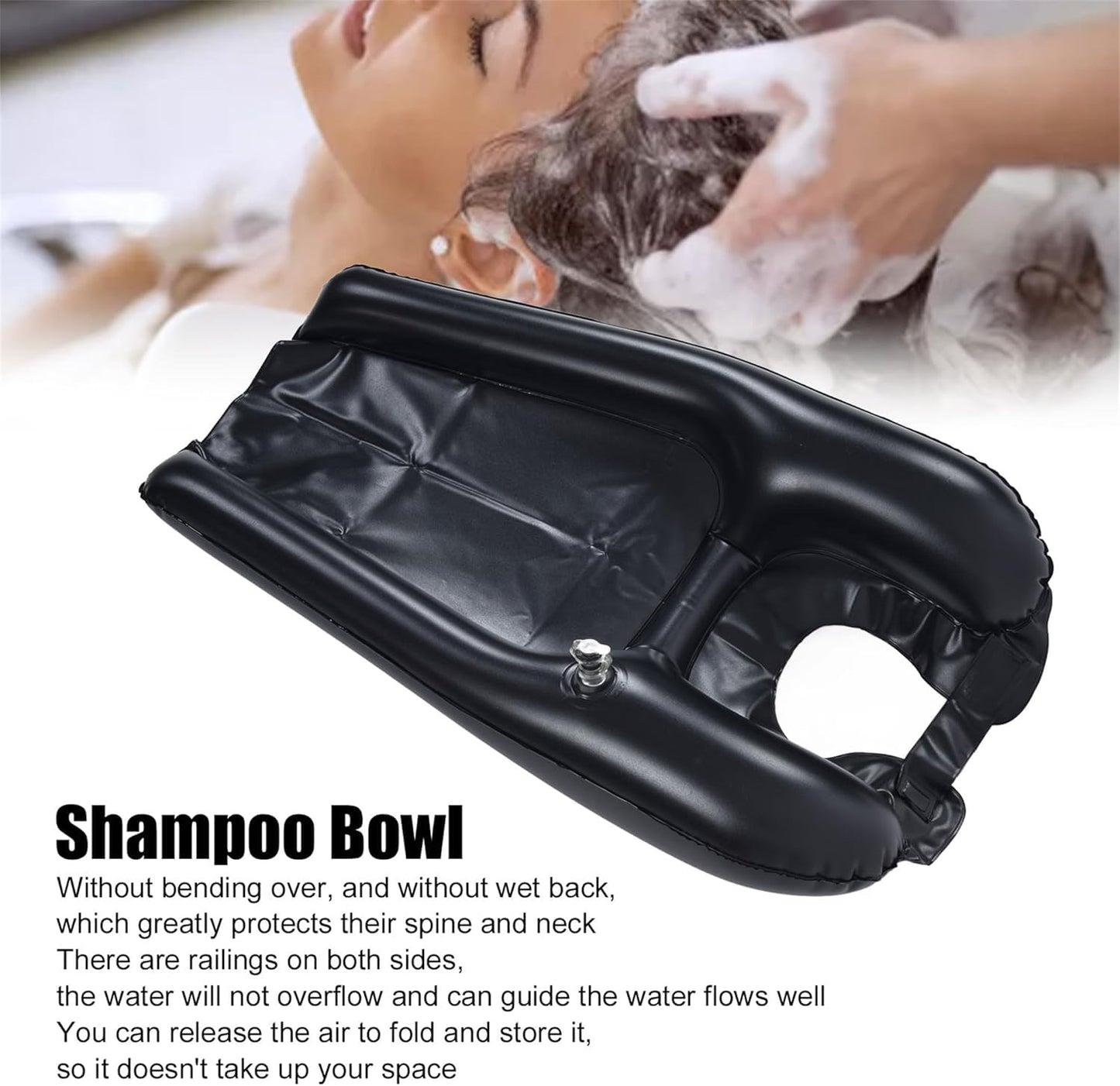 White Smoke Portable Shampoo Bowl with Inflator,Hair Washing Station for Kids,Inflatable Hair Washing Basin for Sink at Home,Outdoors Or The Hospital, for Handicapped,Child, Seniors, Pregnancy, Bedridden Patient