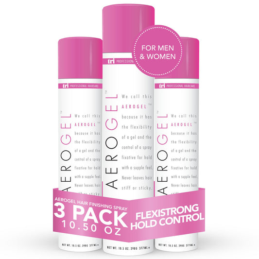 White Smoke TRI Design Aerogel Hairspray - Hair Finishing Spray for Styling, Volumizing and Holding Curly Hair with Flexible Hold - For Women and Men - Pack of 3 (10.5 oz)