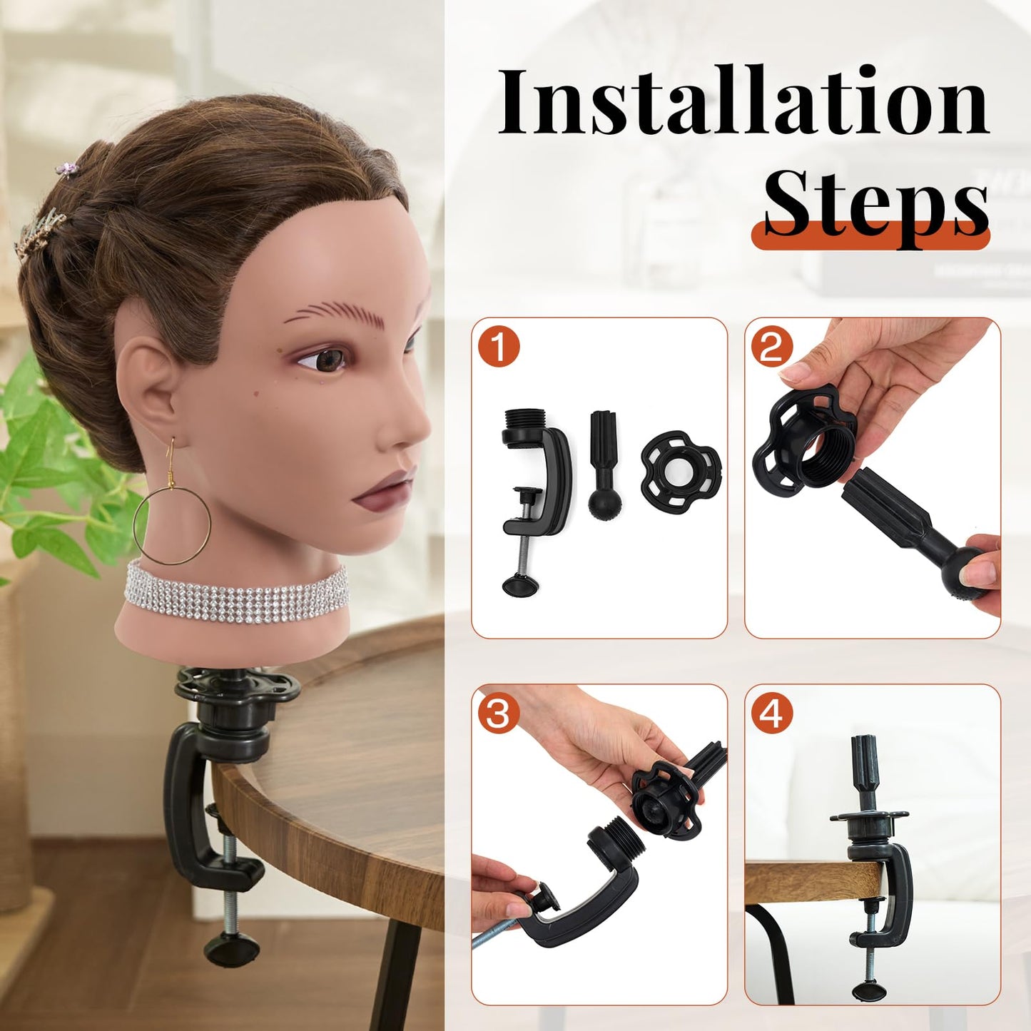 White Smoke 20" Mannequin Head Human Hair,100% Real Hair Mannequin Head,Cosmetology Human Hair Mannequin Doll Head for Hair Styling,Practice Braiding Styling Head with Table Clamp Suitable for Hair Extensions