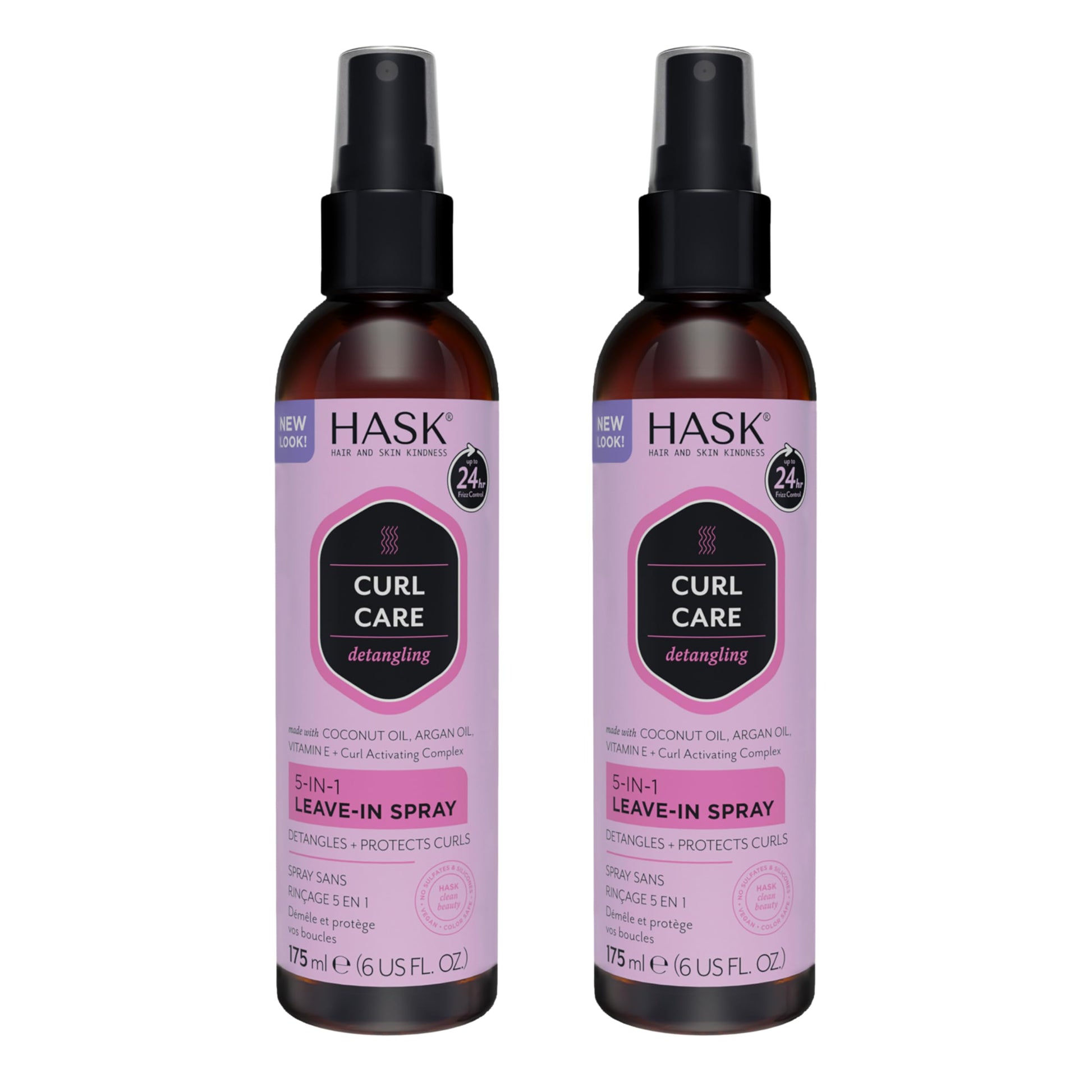 White Smoke HASK CURL CARE 5-IN-1 Leave-In Spray Conditioner 2 Piece Bundle- vegan formula, cruelty free, color safe, gluten-free, sulfate-free, paraben-free