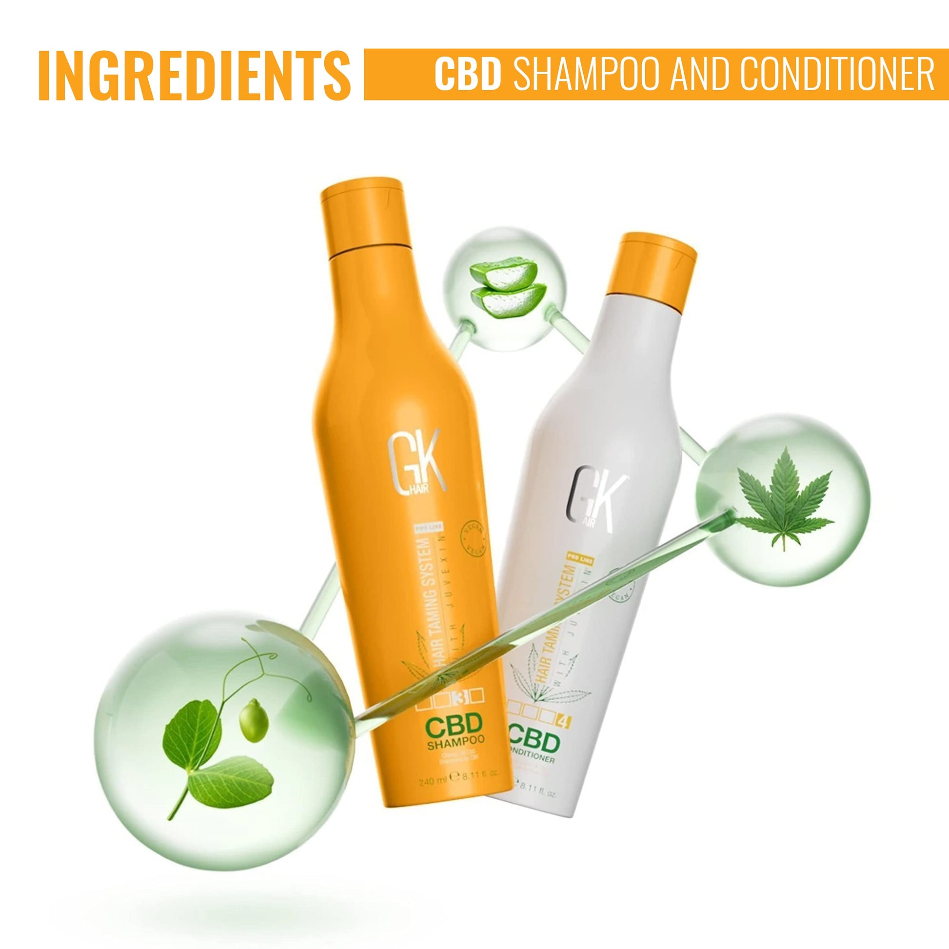White Smoke GK HAIR Hemp Shampoo and Conditioner Sets Hydrating Strengthening Color Treated Damaged Repair Provides Nourishing & Shine Natural Organic Vegan Sulfate Paraben Free (Duo)
