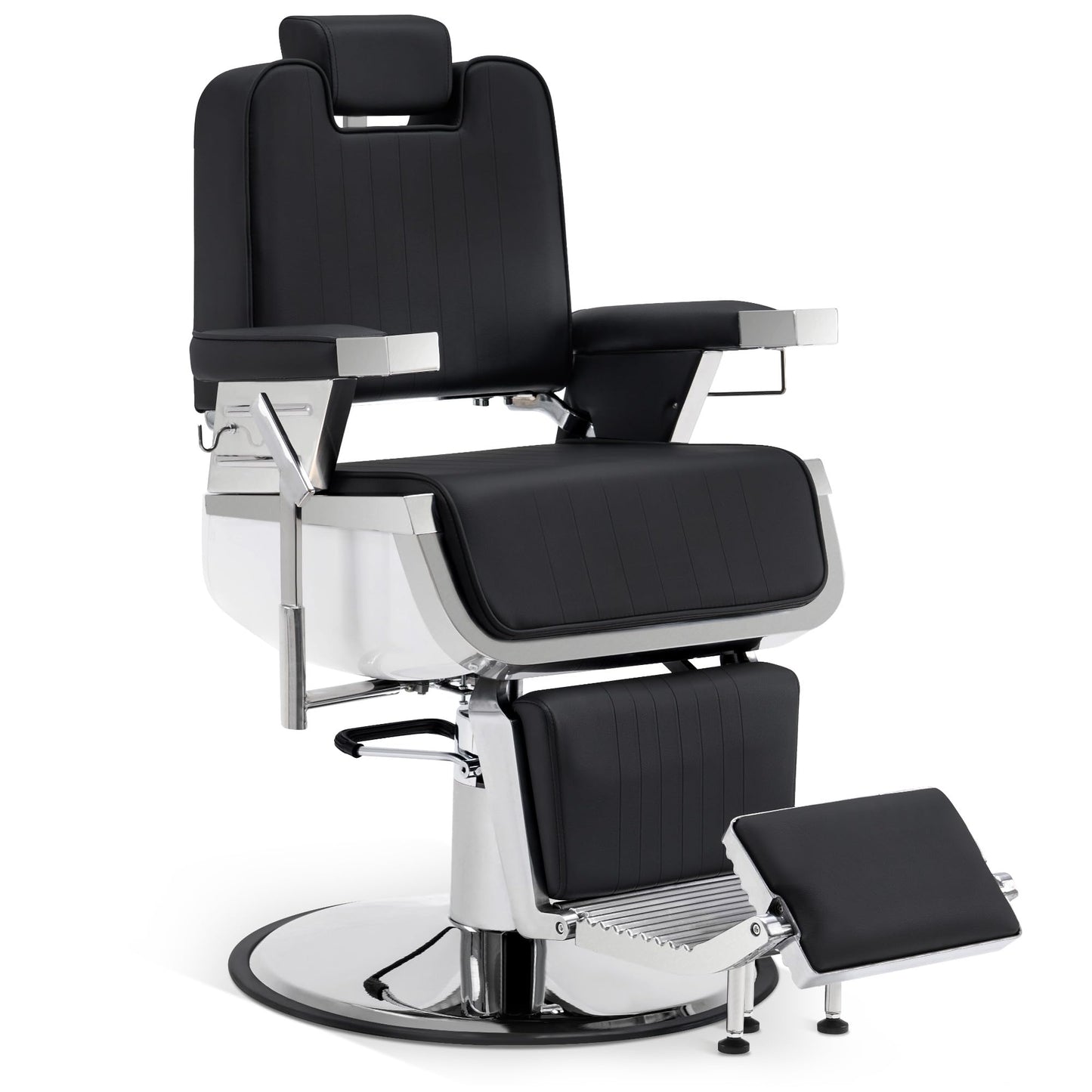 White Smoke BarberPub Heavy Duty Vintage Barber Chair, Hydraulic Reclining Salon Chairs, Shampoo Beauty Spa Styling Equipment 3819 (Black&White)