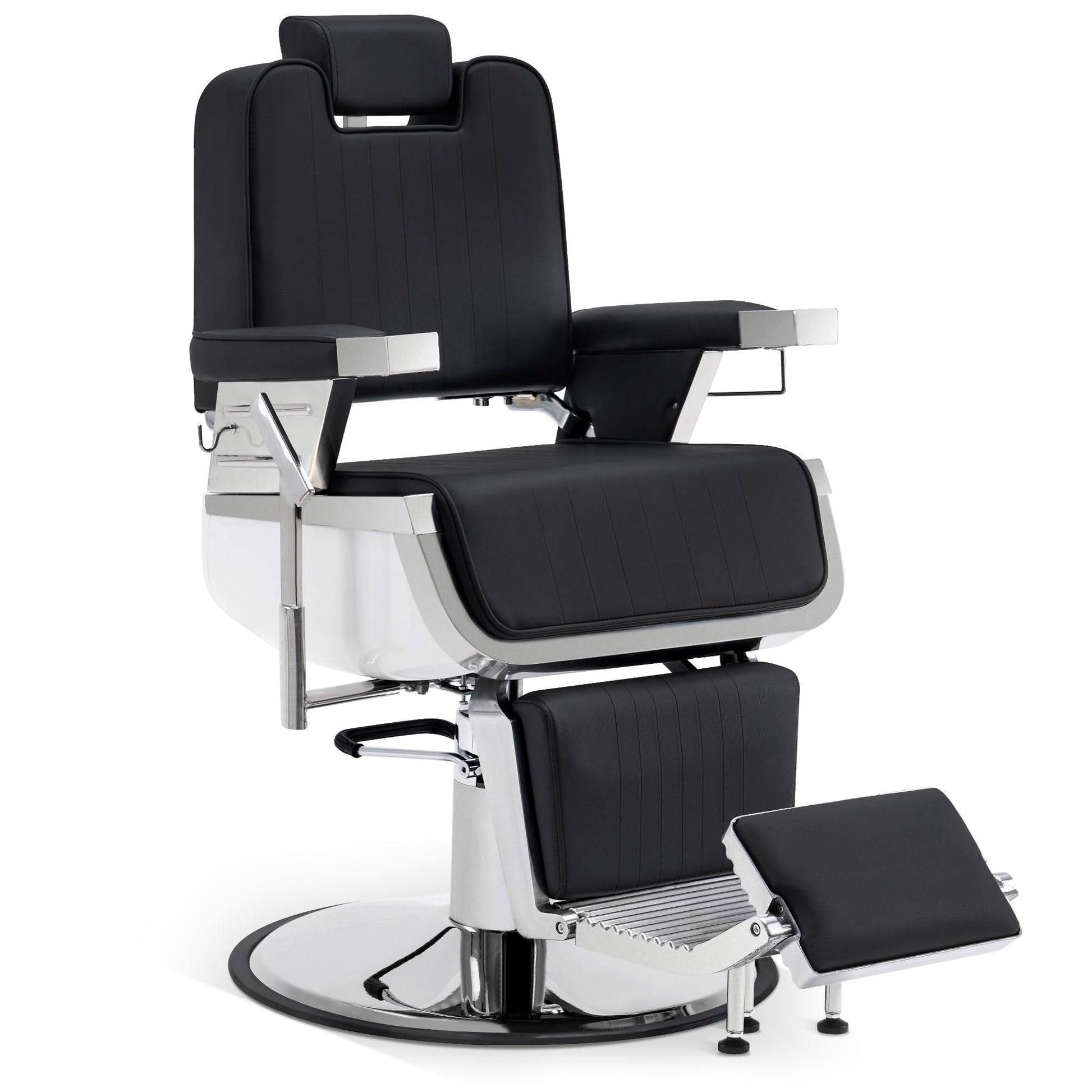 White Smoke BarberPub Heavy Duty Vintage Barber Chair, Hydraulic Reclining Salon Chairs, Shampoo Beauty Spa Styling Equipment 3819 (Black&White)
