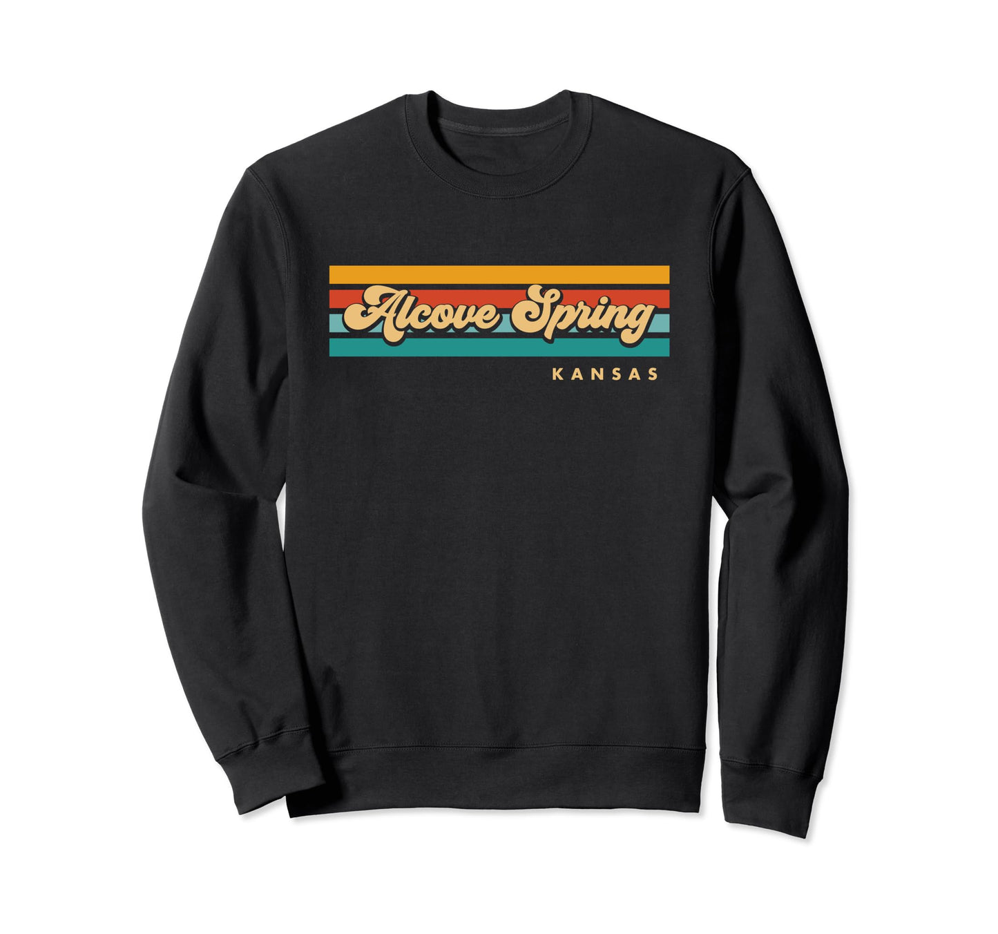 Dark Slate Gray Vintage Sunset Stripes Alcove Spring, Kansas Sweatshirt