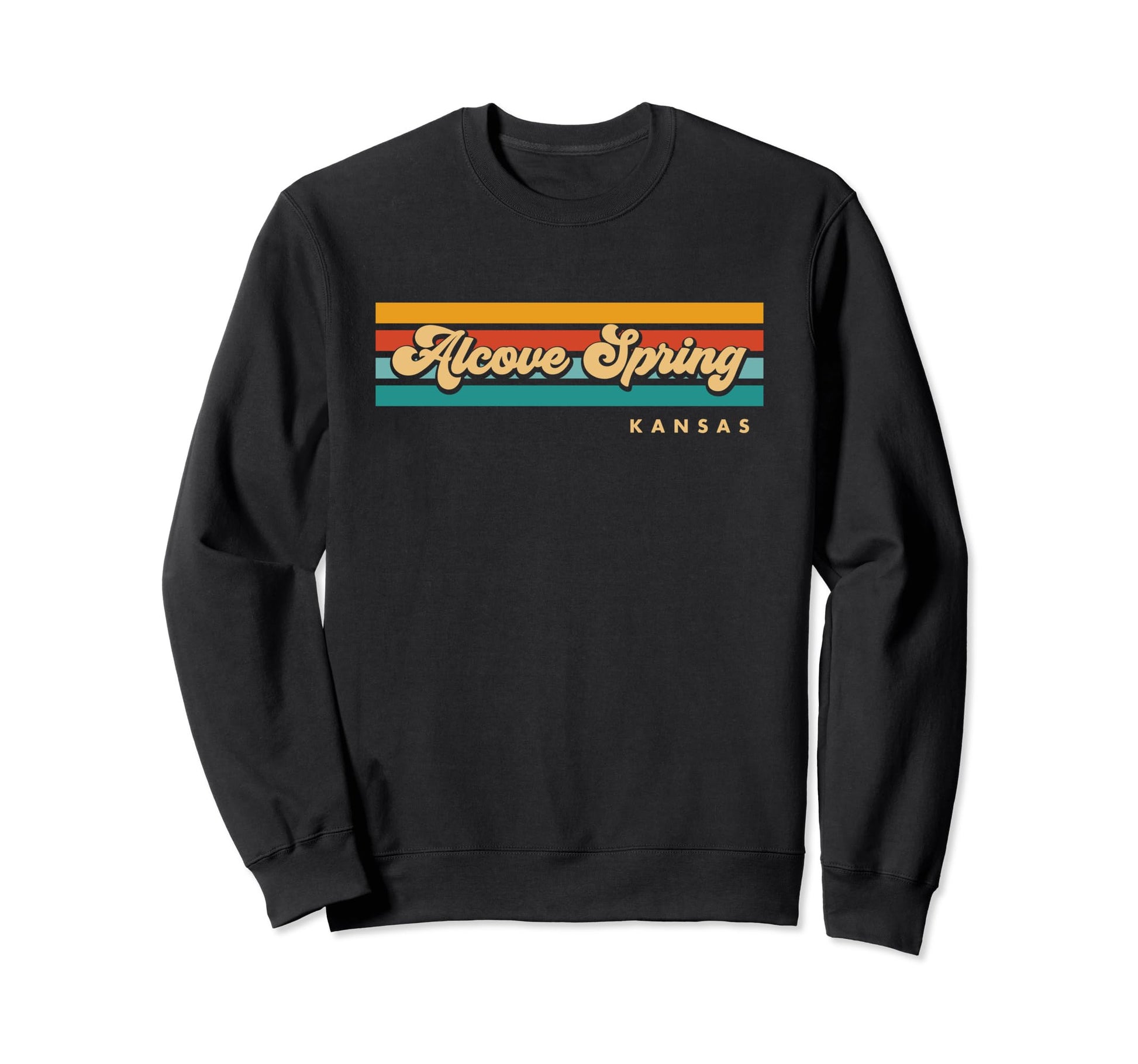 Dark Slate Gray Vintage Sunset Stripes Alcove Spring, Kansas Sweatshirt