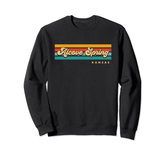 Dark Slate Gray Vintage Sunset Stripes Alcove Spring, Kansas Sweatshirt