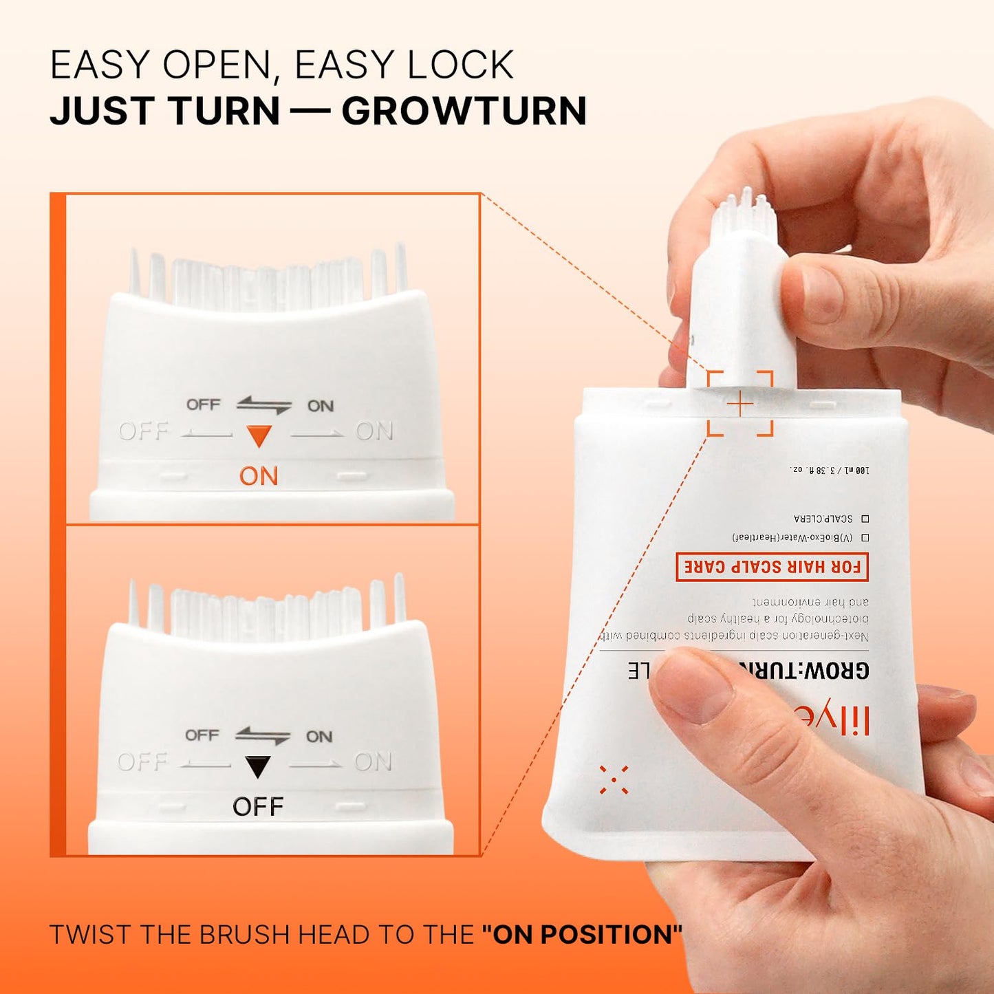 Antique White lilyeve GROWTURN Hair Growth Serum with Built-in Brush, Heartleaf-Derived Exosomes to Revitalize, Scalp Massager, Korean Hair Care, 3.38 fl. oz. (Pack of 1)