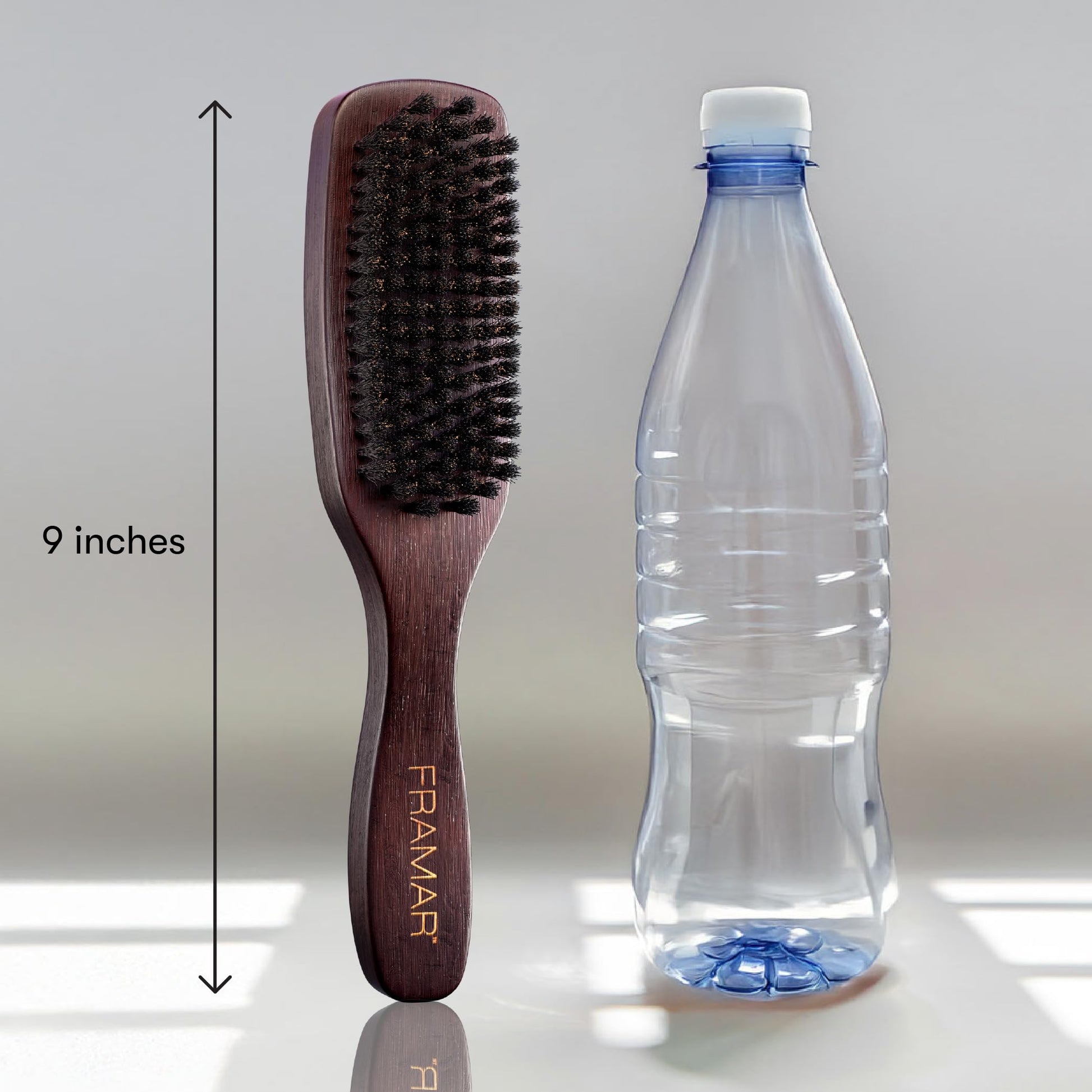 Gray FRAMAR Slick Back Hair Brush Boar Bristles – Slick Back Brush, Smoothing Hair Brush For Women, Boar Bristle Hair Brush For Fine Hair, Slickback Brush For Volume and Shine - Brown Velvet
