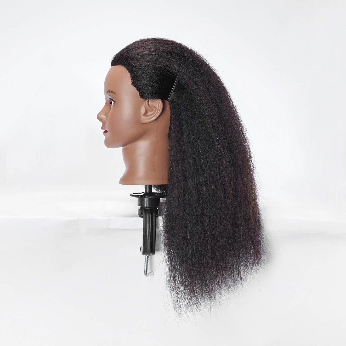 Dark Slate Gray Hairlink 100% Real Hair Afro Mannequin Head Hairdresser Hair Styling Training Head Dolls for Cosmetology Manikin Maniquins Practice Head with Stand (6611B0216)