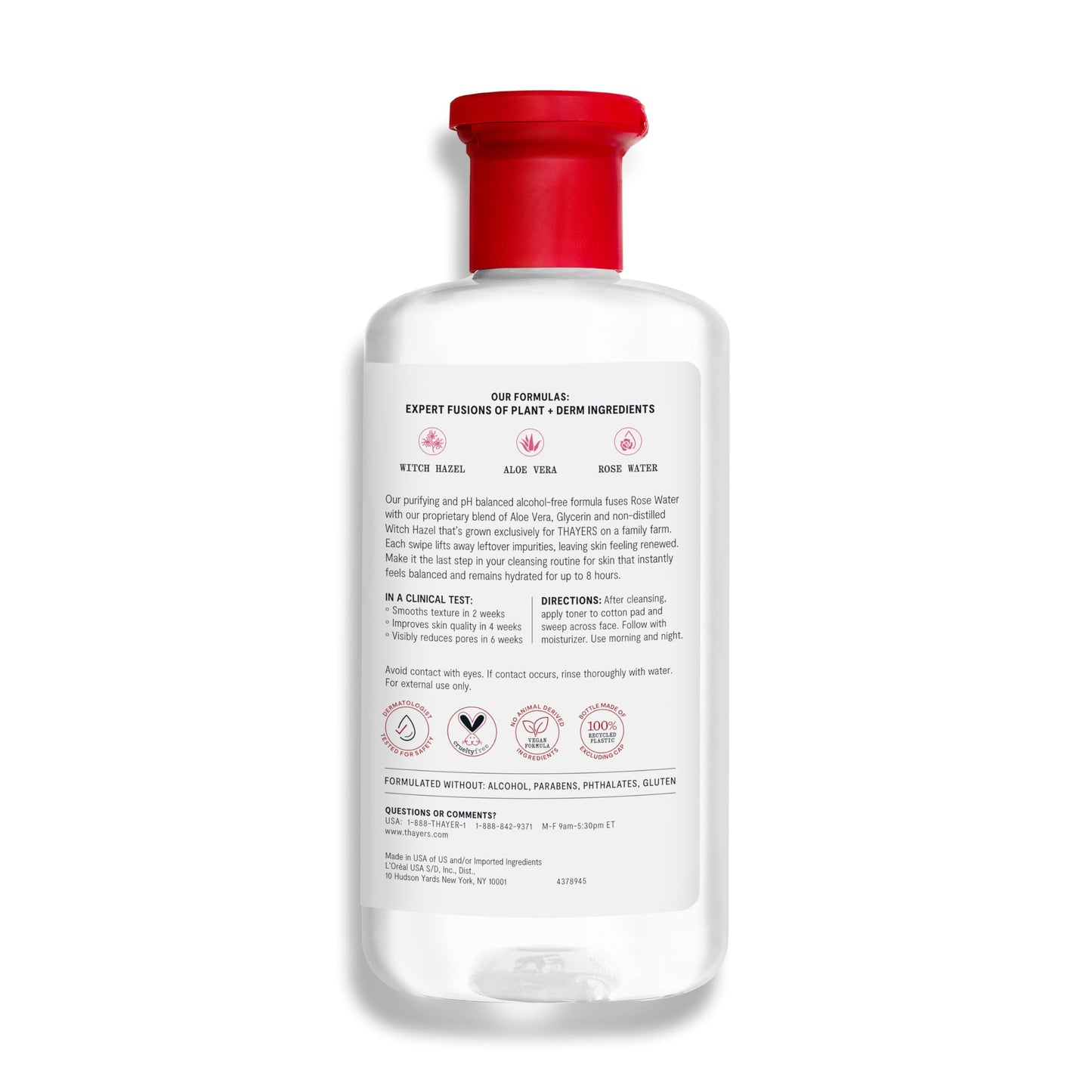 White Smoke Thayers Facial Toner, Witch Hazel with Aloe Vera, Rose Petal, 12 Fl Oz