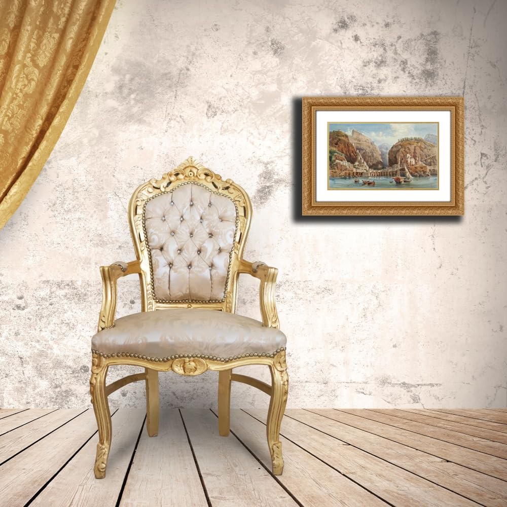 Gray ArtDirect Fishing at Atrani on the Amalfi coast Custom Framed Art Print Giclee Print or Canvas Options with Various Sizes and Customization by Giovanni Lanza