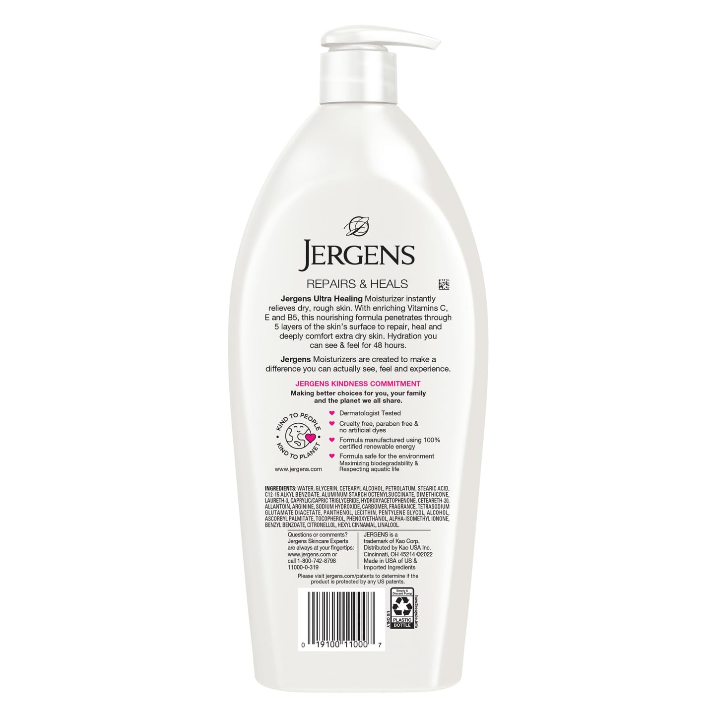 White Smoke Jergens Ultra Healing Dry Skin Lotion, Hand and Body Moisturizer for Quick Absorption into Extra Dry Skin with Hydralucence Blend, Vitamins C, E and B5, White, 32oz