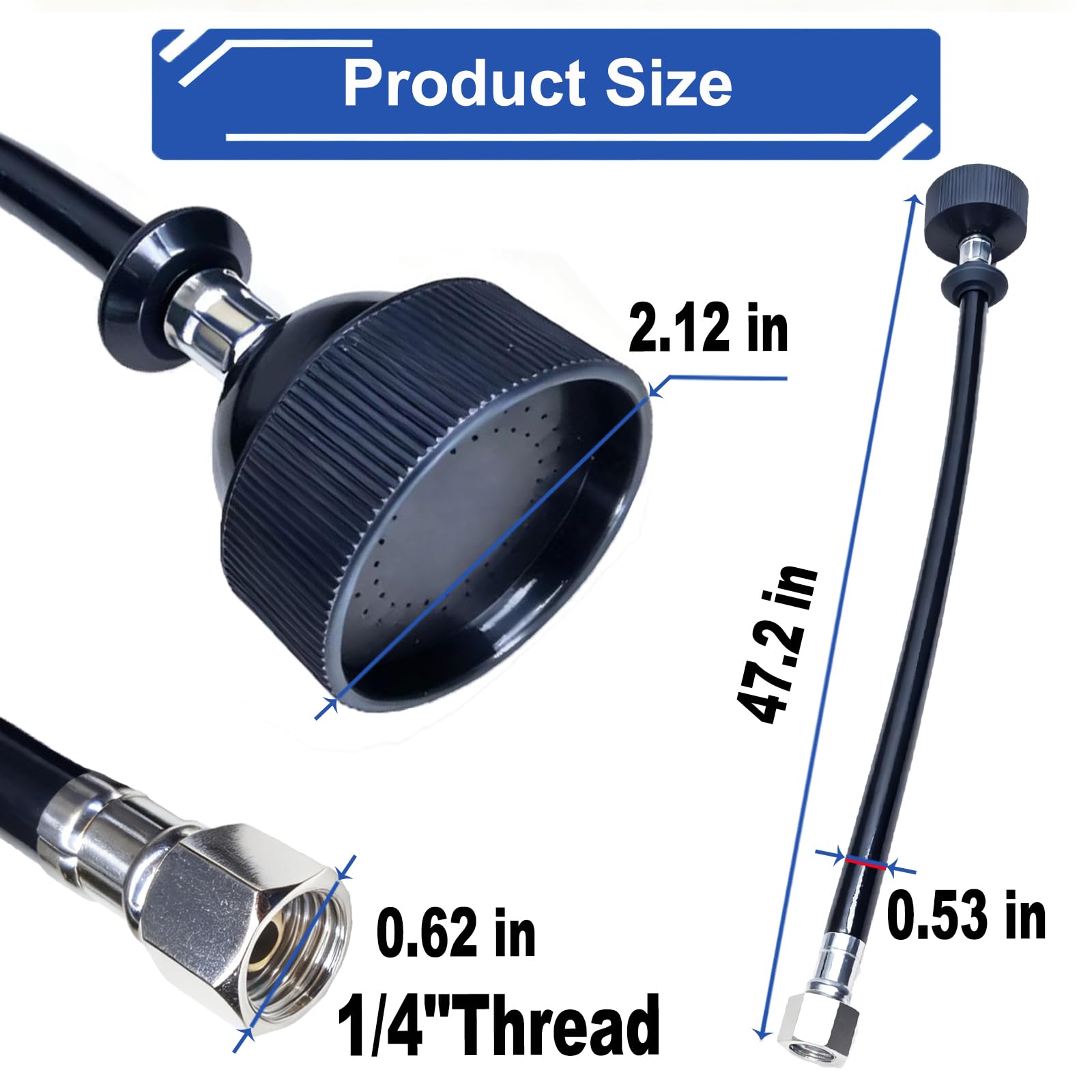 White Smoke 2 Pcs Shampoo Bowl Sprayer Head with Black Rubber Hose Kit 1/4" Thread for Salon Sink Barber Shop Spa Basin & Most Commercial Shampoo Systems