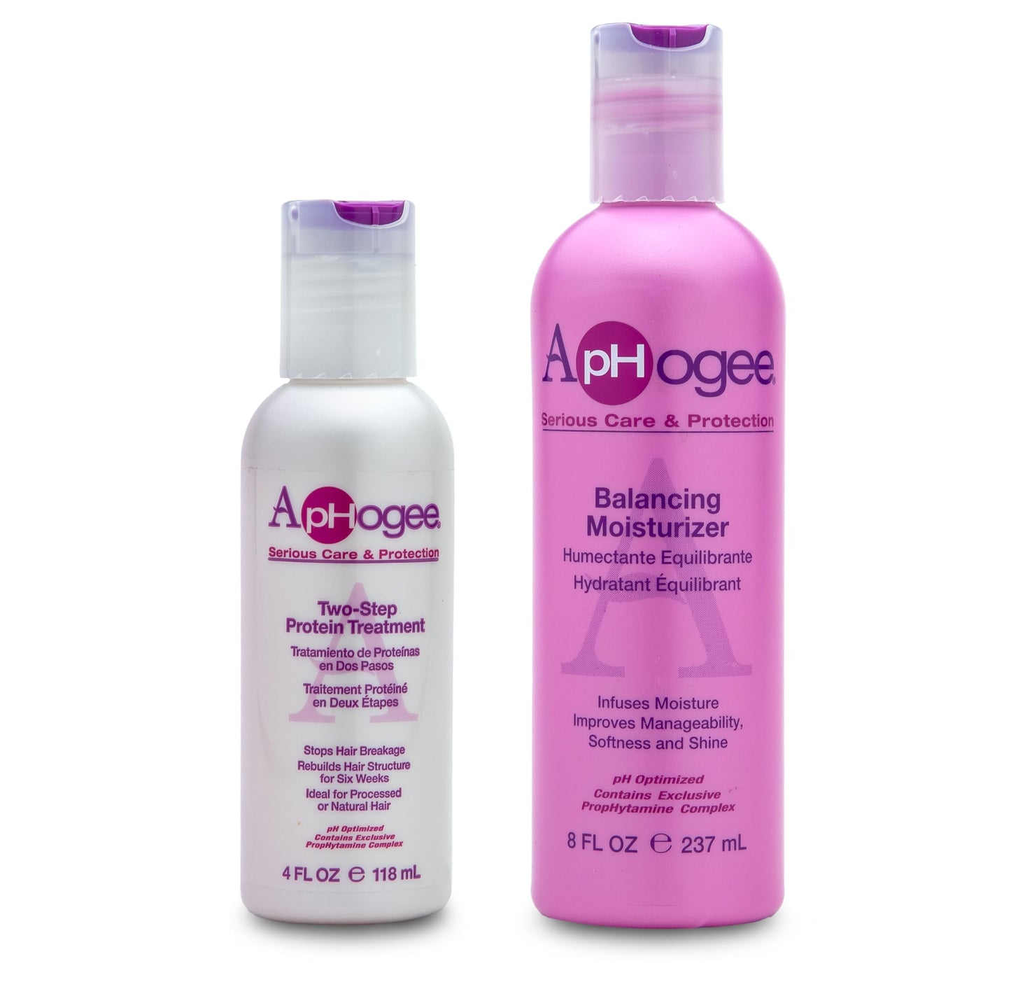 White Smoke Aphogee Hair Care Double Bundle – Two-Step Protein Treatment (4 fl oz) & Balancing Moisturizer (8 fl oz)