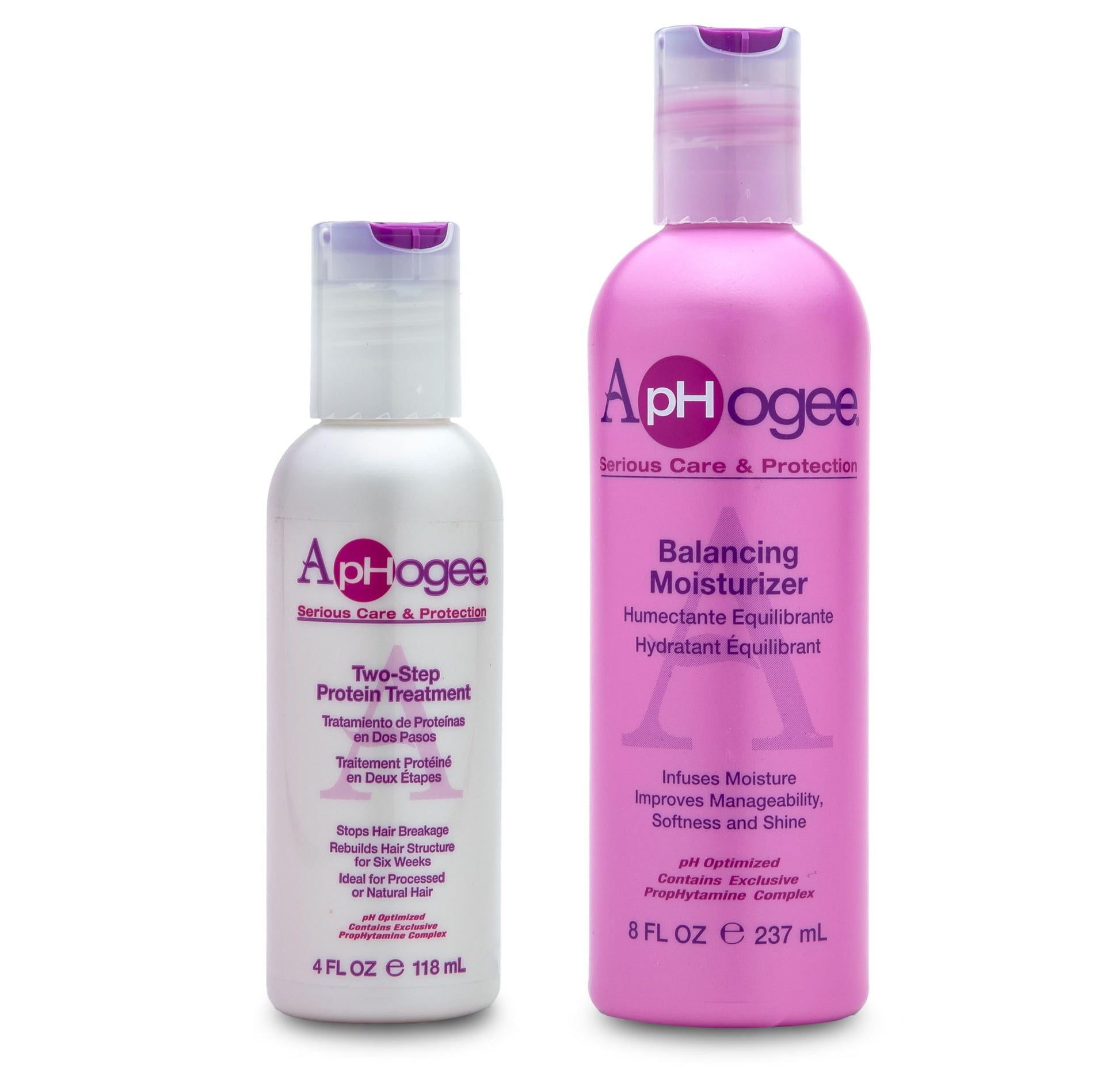 White Smoke Aphogee Hair Care Double Bundle – Two-Step Protein Treatment (4 fl oz) & Balancing Moisturizer (8 fl oz)