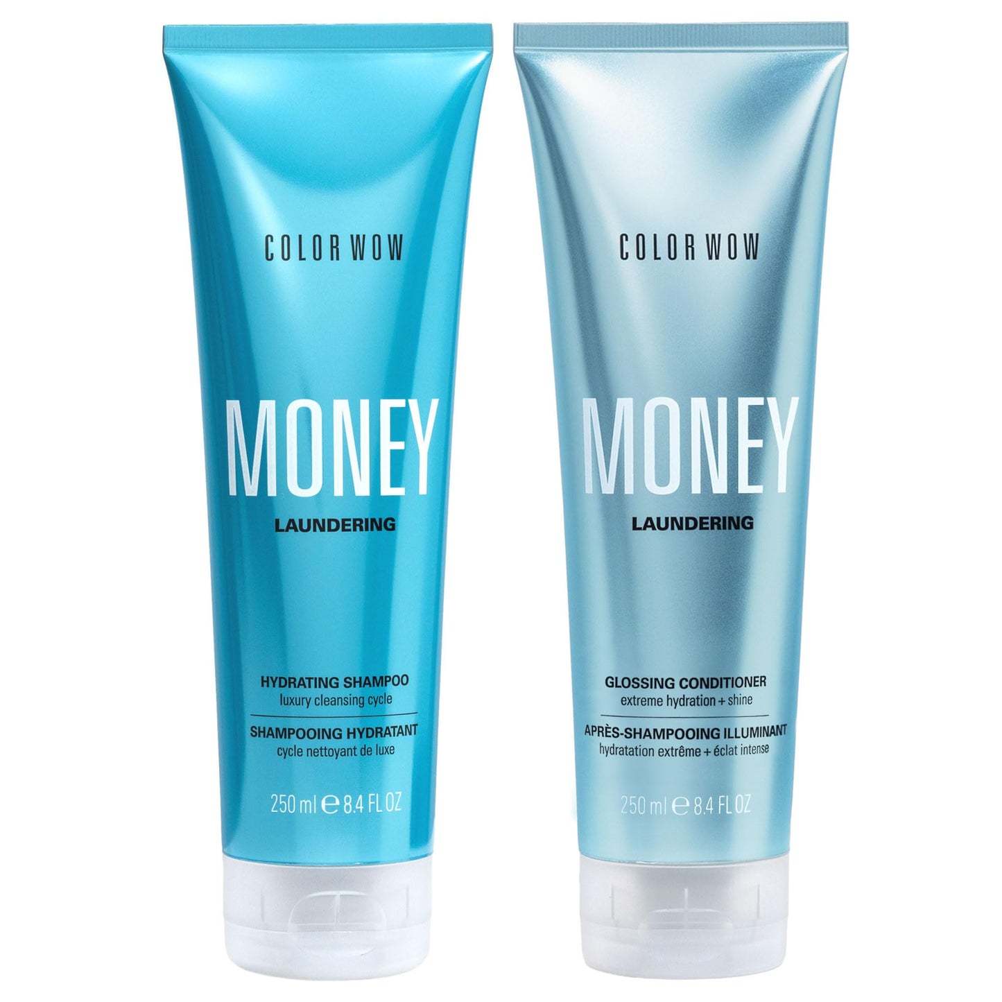 White Smoke COLOR WOW Money Laundering Hydrating Shampoo + Glossing Conditioner Set for Scandalously Rich Results