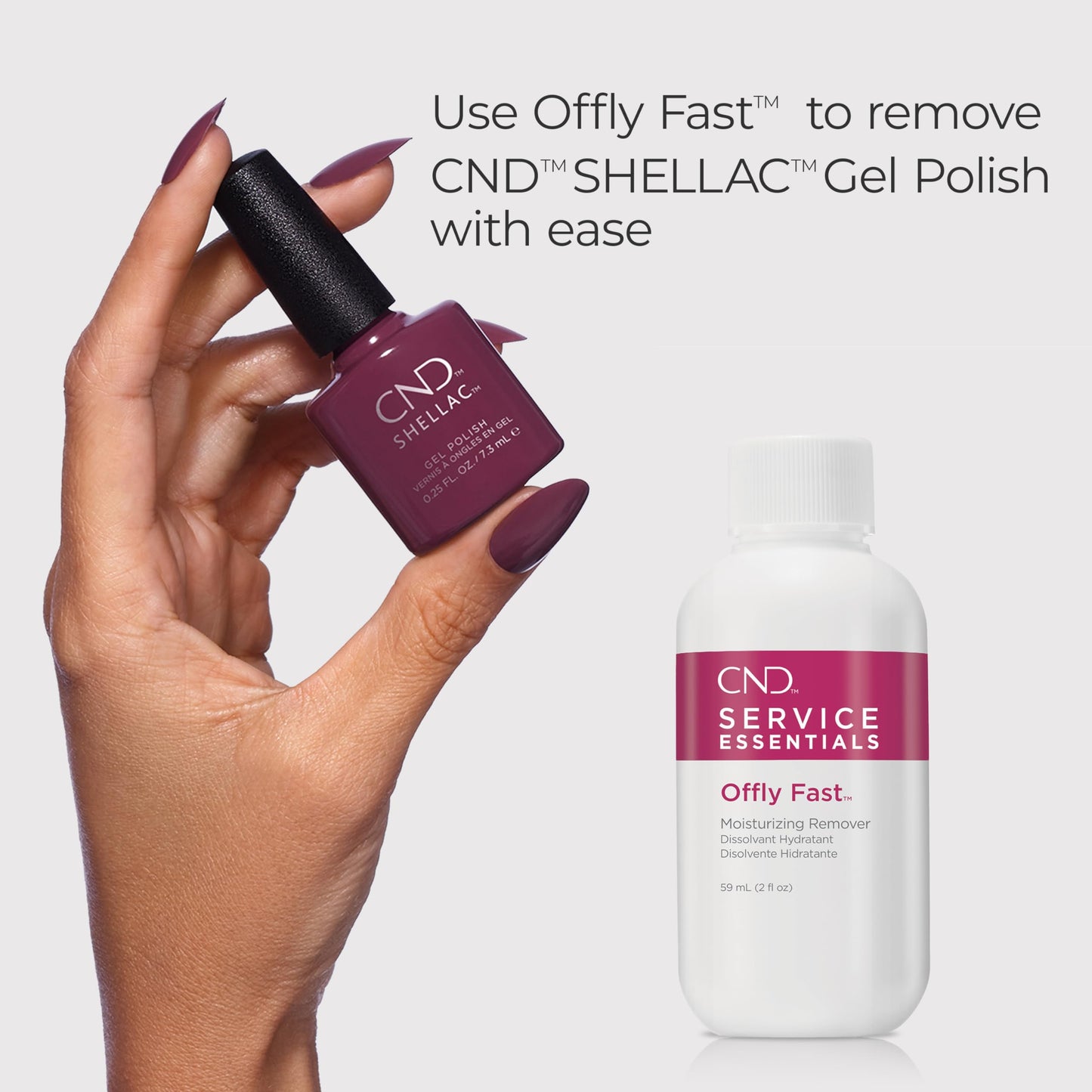 Lavender CND OFFLY FAST Moisturizing Nail Polish Remover, 7.5 fl oz