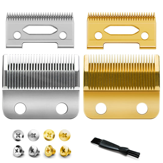 White Smoke Fit for Wahl Clippers Replacement Blade, Professional Precision 2 Hole Adjustable Hair Trimmer Parts Gold Silver Blades Compatible with Wahl 5 Star Series, Super Taper, Magic Clip Clipper, 2pack