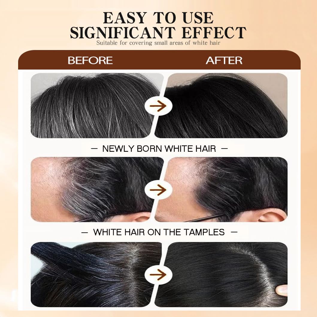 Dark Slate Gray 2Pack Root-Touch-Up Hair Color Stick with Built -in Comb – Instant Waterproof Brown Dye for Gray Coverage, Sweat-Proof Long-Lasting, Travel-Friendly Dye Pen for Women & Men (02#Brownish Black)
