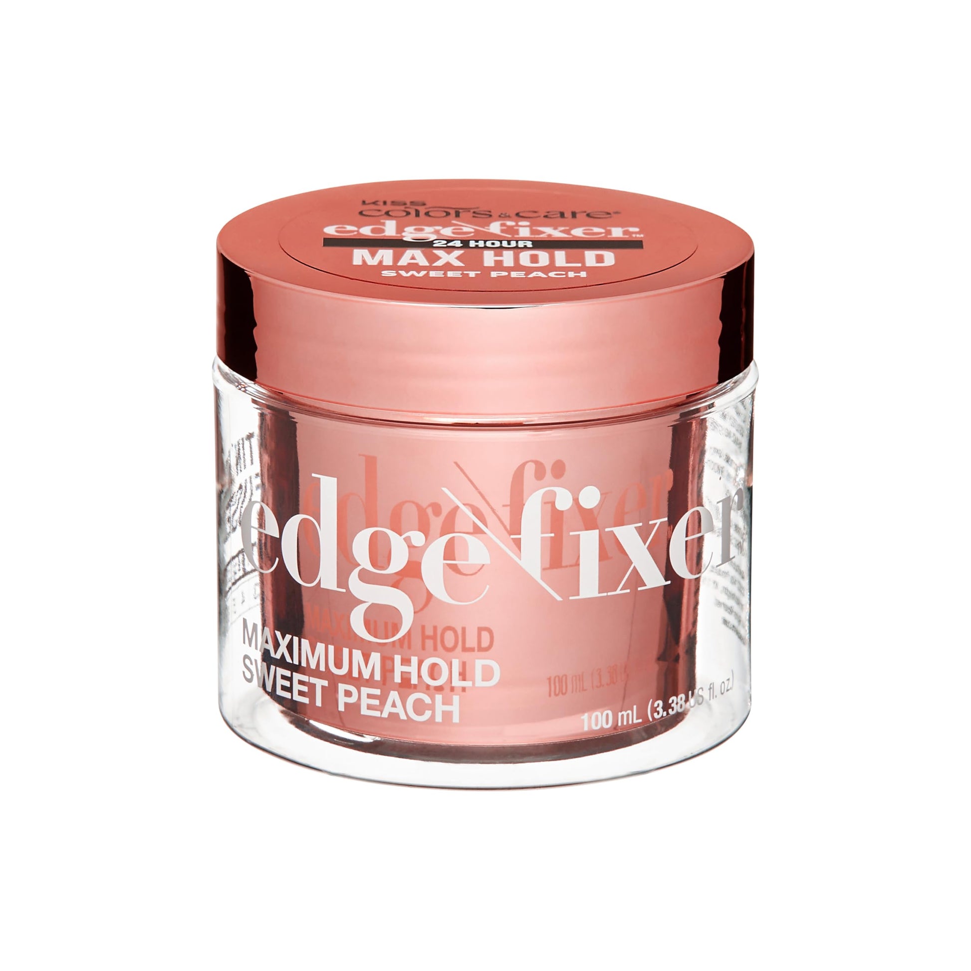 White Smoke KISS COLORS & CARE Maximum Hold Edge Fixer, Non-Greasy Gel Formula Infused With Biotin B7, 24 Hour Hold, ‘Sweet Peach’ Scented, 3.38 Fl. Oz. (100 ml)