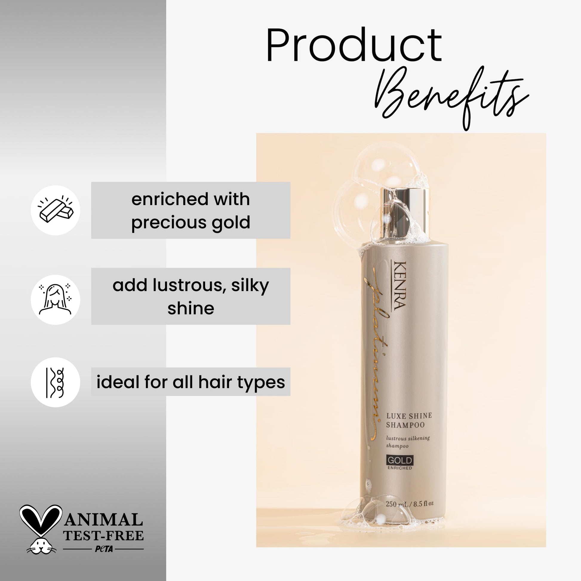 White Smoke Kenra Professional Platinum Luxe Shine Shampoo/Conditioner | Gold Enriched | Transforms Dull And Lifeless Strands To Glamorous And Full-Bodied Hair | All Hair Types | 8.5 fl. Oz (Set)