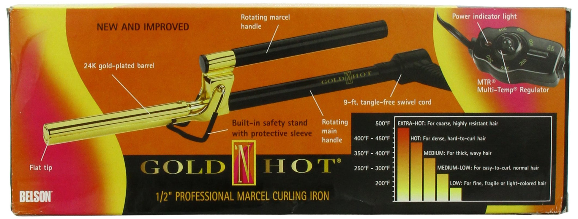 Black Gold 'N Hot Professional Marcel Curling Iron
