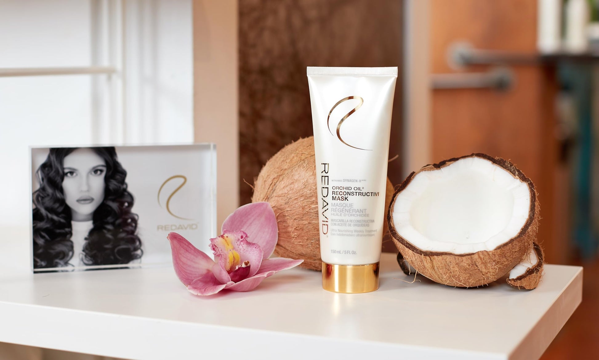Lavender Redavid Orchid Oil Reconstructive Mask - Ultra Nourishing 15 Minute Weekly Treatment with Biofunctional Vitamin E and Coconut Oil for Curly and Damage Hair - Extreme Repair and Reconstruction
