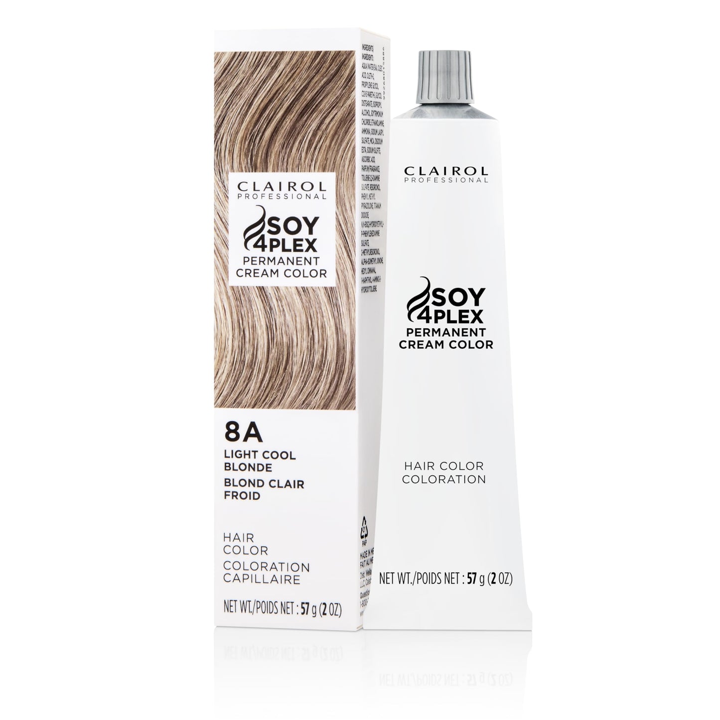 White Smoke Clairol Professional Crème Permanente, 8a Light Cool Blonde, 2 oz. - Packaging May Vary
