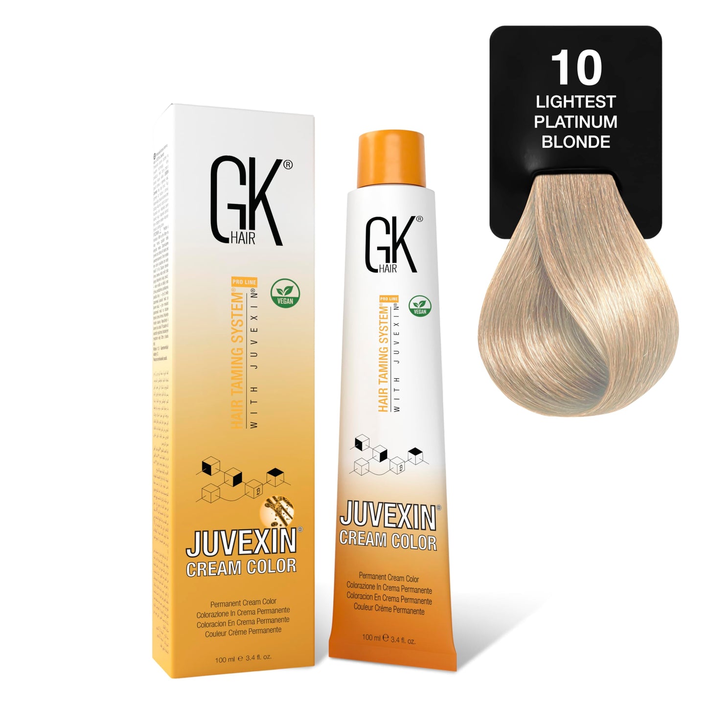 White Smoke GK HAIR Color Cream 10.0 Lightest Platinum Blonde – 100% Grey Coverage | Semi, Demi or Permanent Results | 8–10 Vol Semi | 20-30-40 Vol Permanent – Salon Quality Hair Dye – For Women & Men 3.4 Oz