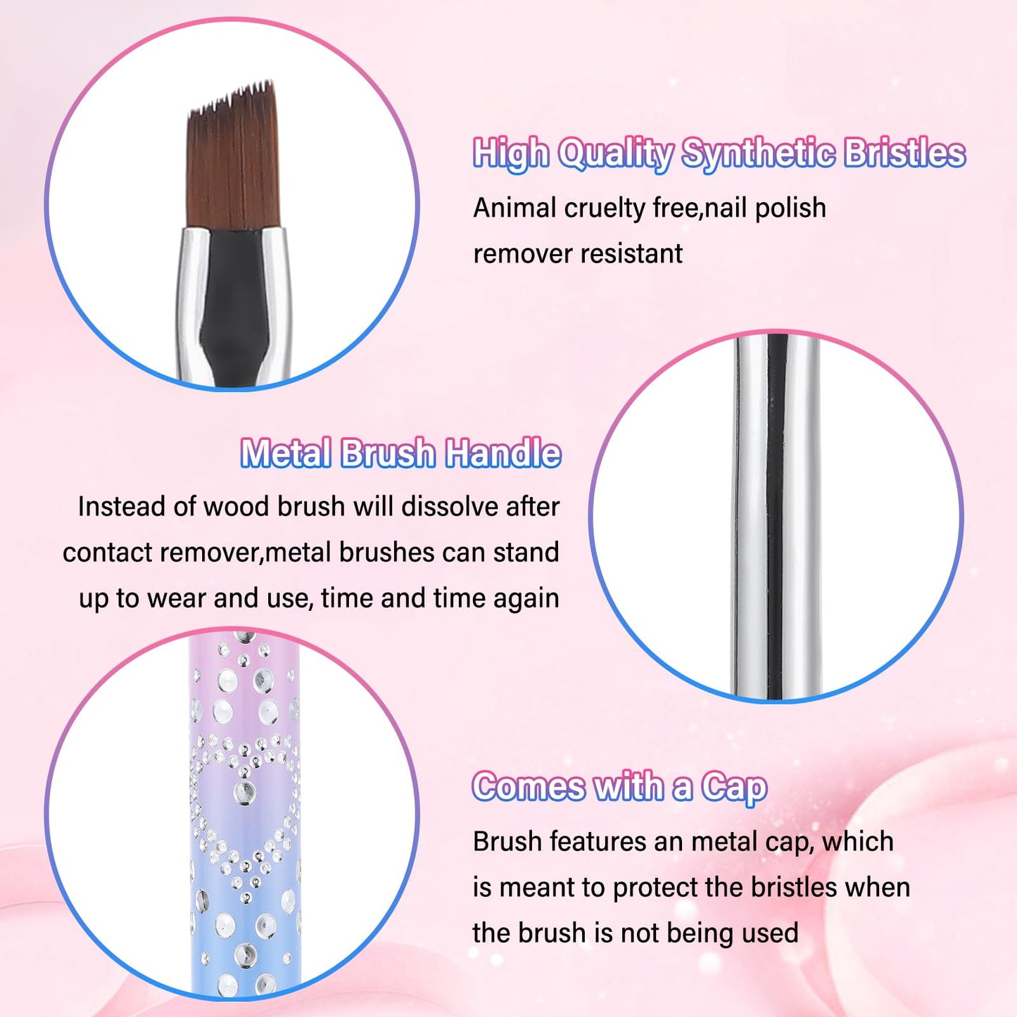 Lavender Blush INENK for OPI Nail Polish Remover, 3PCS Nail Clean UP Brushes for Cleaning Polish Mistakes on the Cuticles, Acetone Resistant Nail Brush for Nail Art and Designs