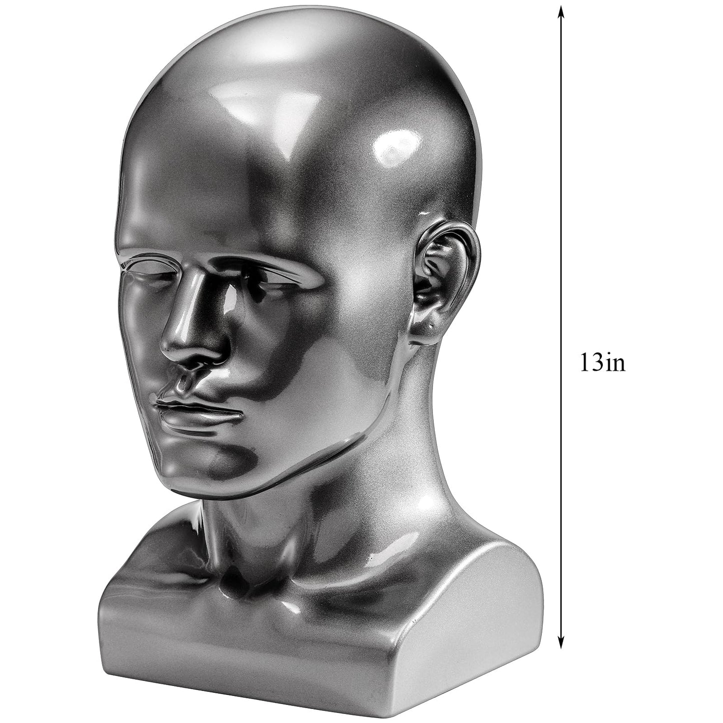 White Smoke Peohud Male Mannequin Head, Professional Manikin Head, Bald Training Head for Display Wigs, Hats, Sunglasses, Headphone